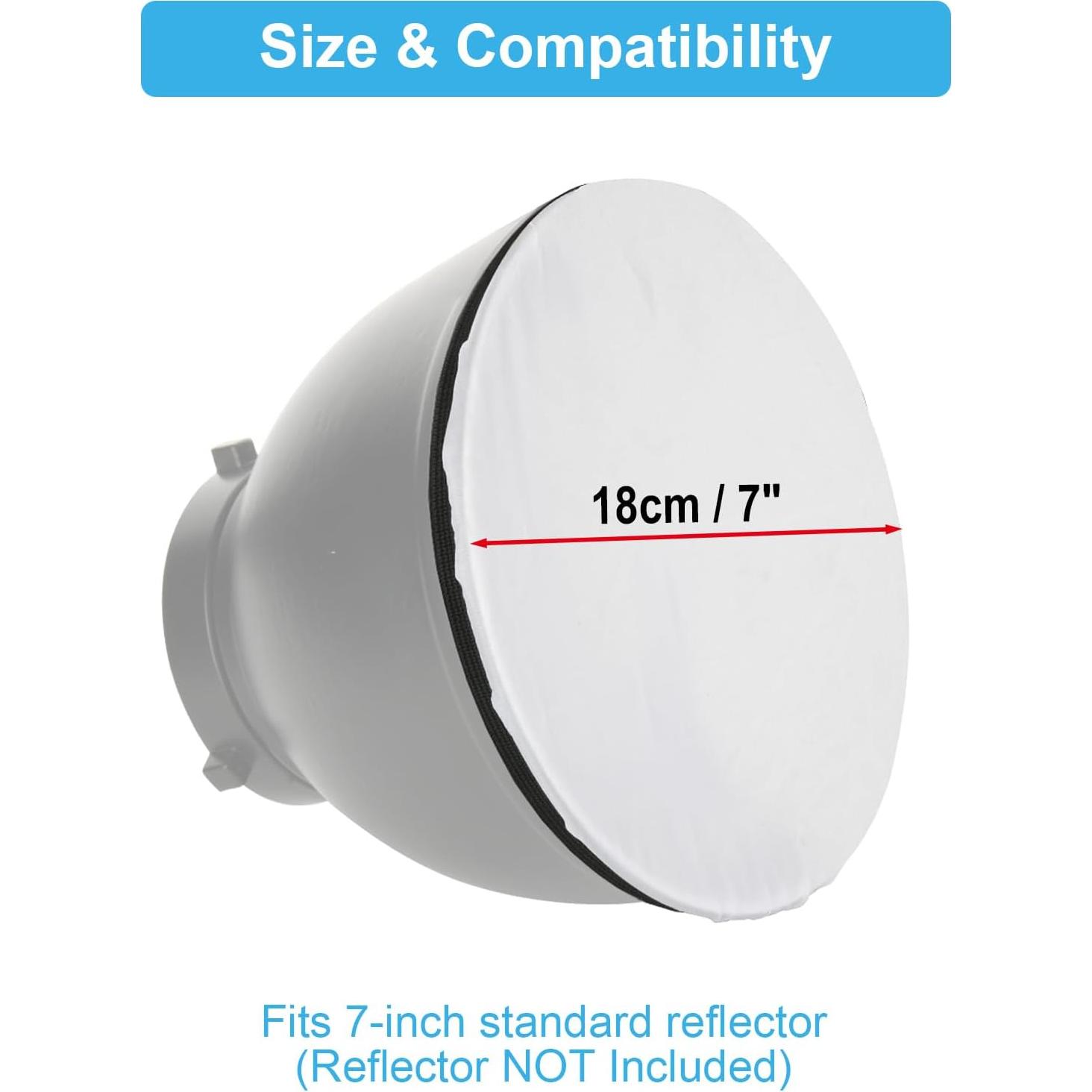 Funda Difusora Reflectora Cosmos 6 Pcs 18cm Blanca para Fotografía