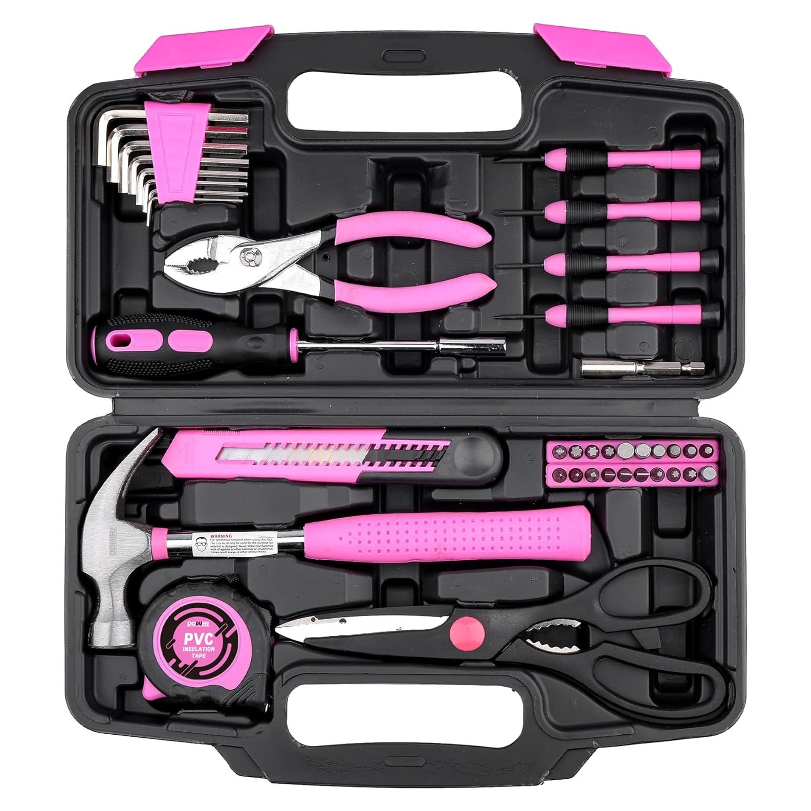 Kit de Herramientas DOWELL 40 Pcs Rosa con Caja Plástica