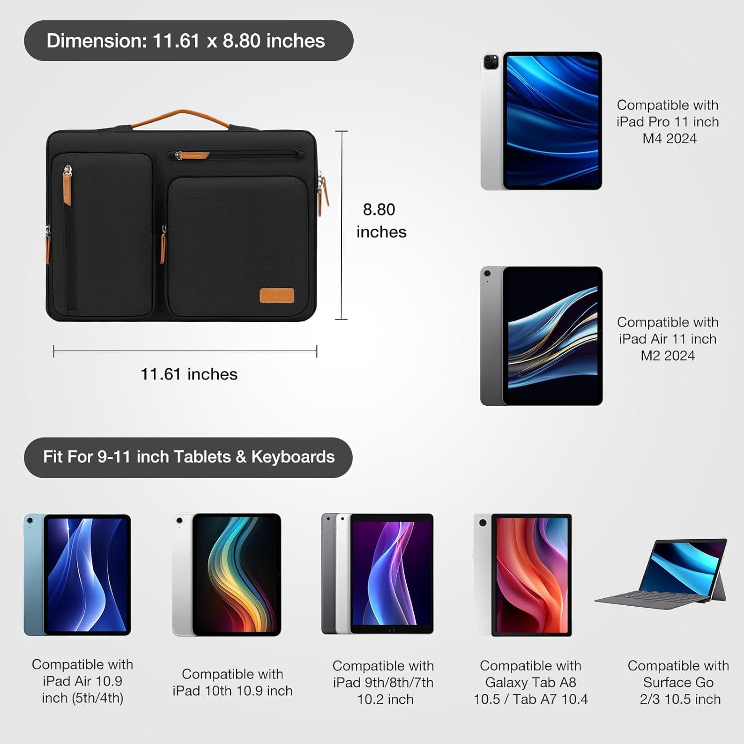 Funda MOSISO para Tableta 11" con 4 Bolsillos, Negra