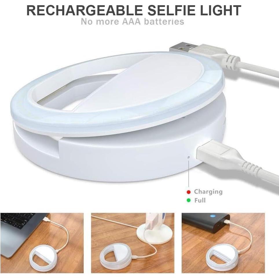 Anillo de Luz Selfie Genérico LED Recargable 3 Niveles