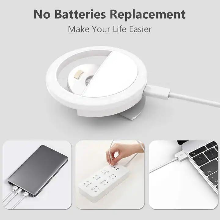 Anillo de Luz Selfie Genérico LED Recargable 3 Niveles