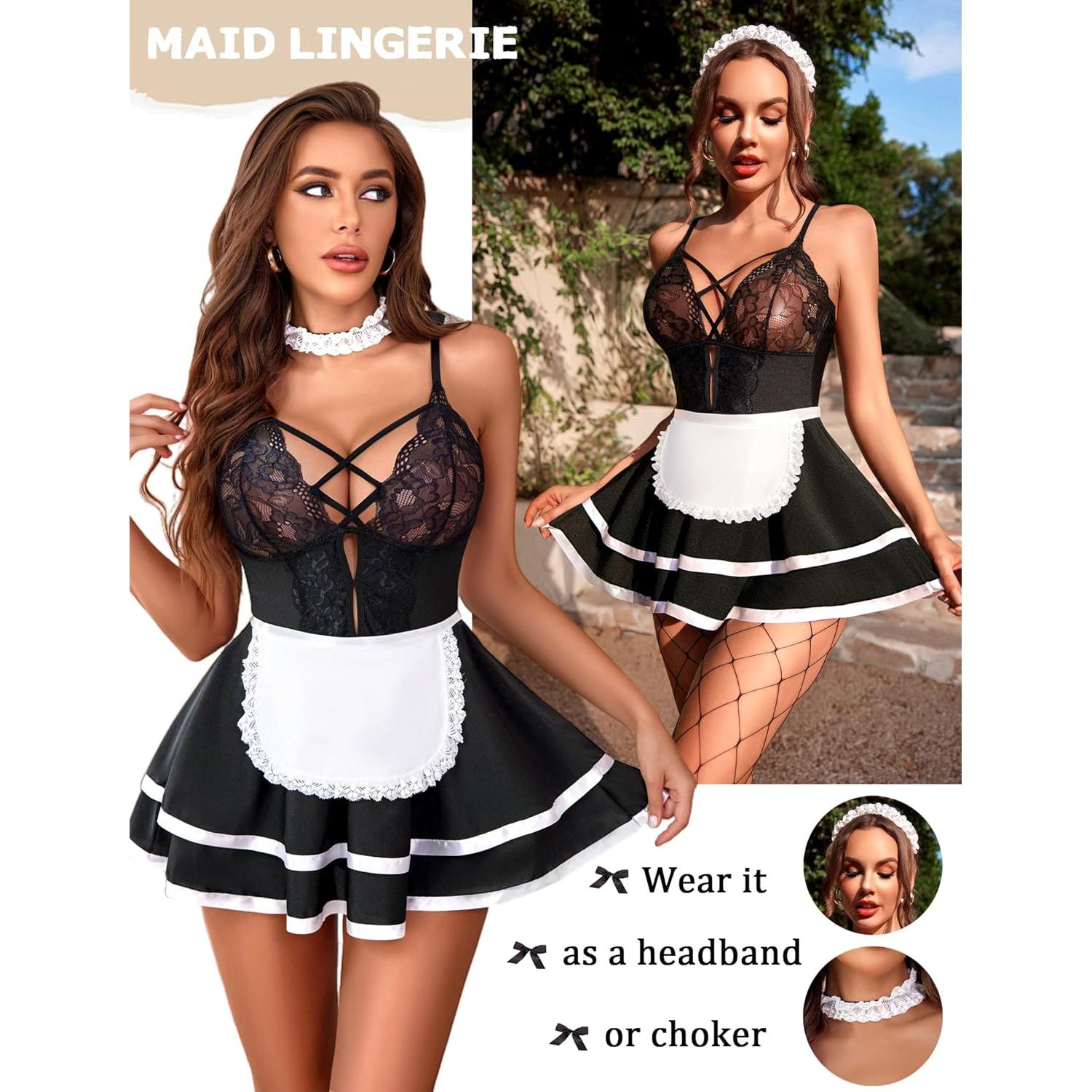 Avidlove Lencería Sexy de Sirvienta para Mujeres Babydoll