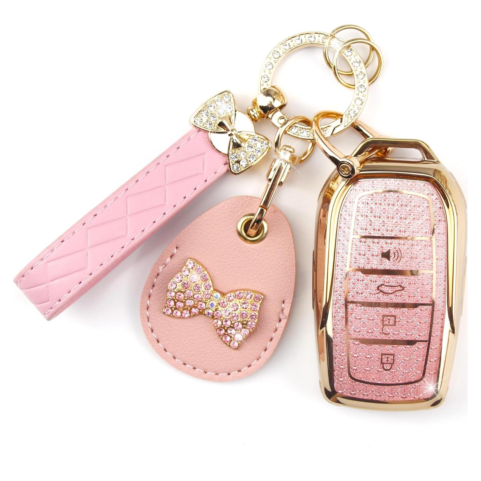 Cubierta de llavero TPU y cuero Rayslesan para Toyota 4 botones