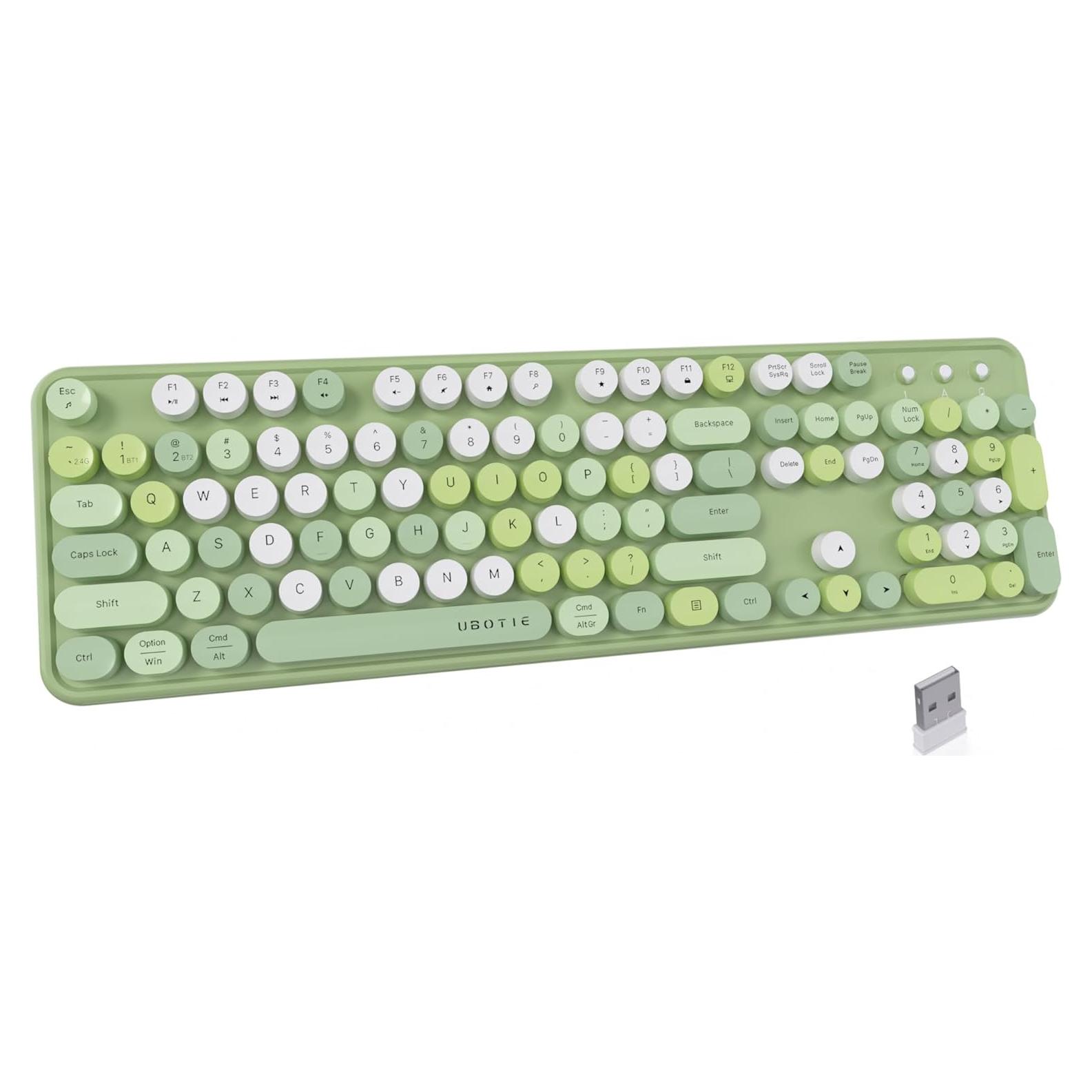 Teclado Inalámbrico UBOTIE Retro Multicolor para PC y Móvil