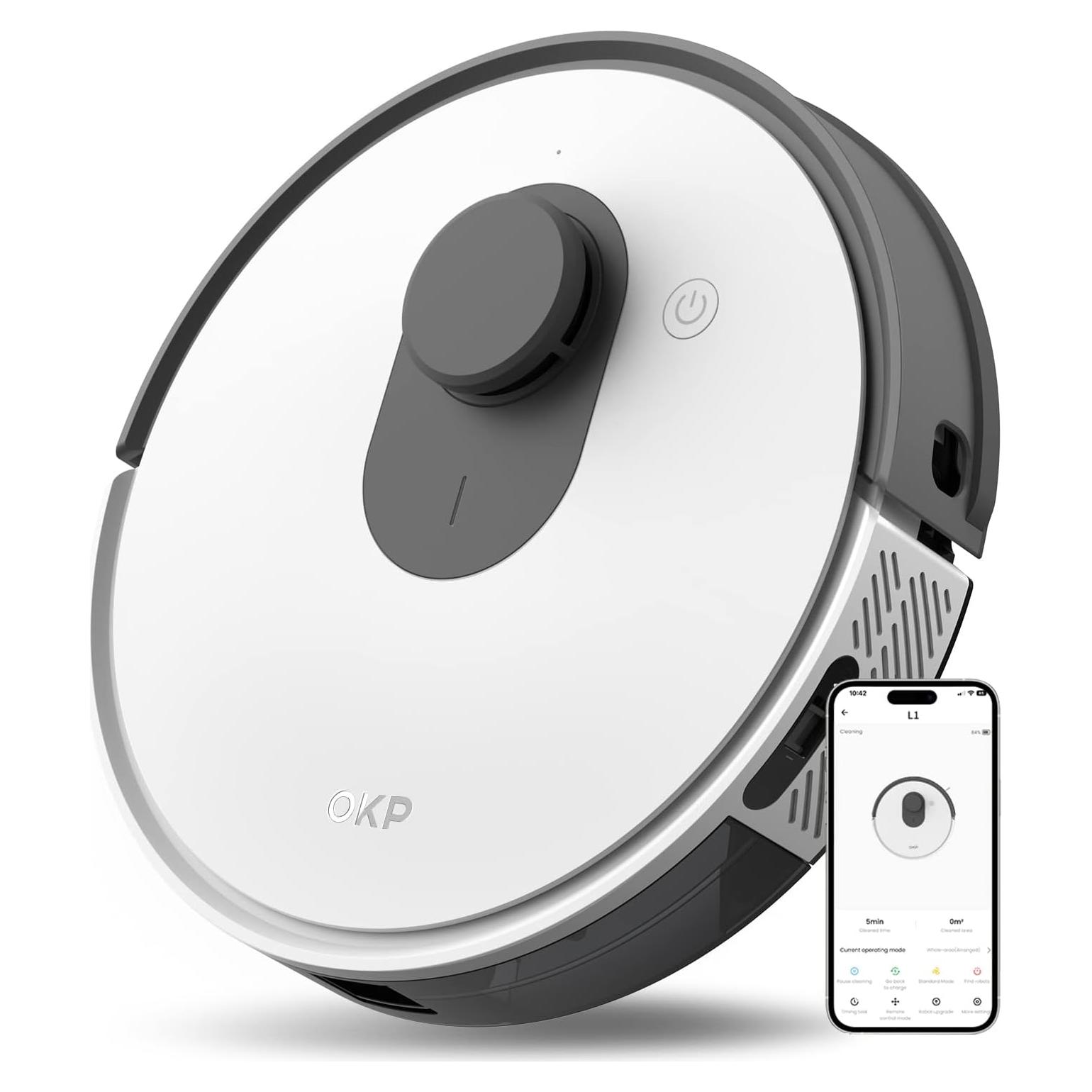 Aspiradora Robot OKP Life L1 4000Pa Navegación LiDAR Control APP