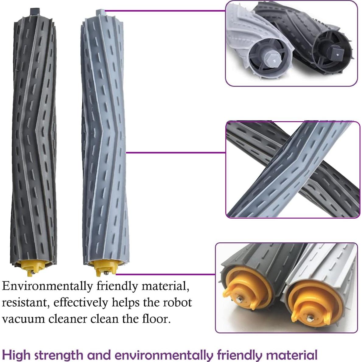 Rubber Roller Brushes,Replacement Parts for irobot Roomba 800 & 900 Series, Roomba 800 850 860 861 866 870 880 890 900 980 985 Vacuum,Roomba Accessories 2 Sets of Debris Extractor