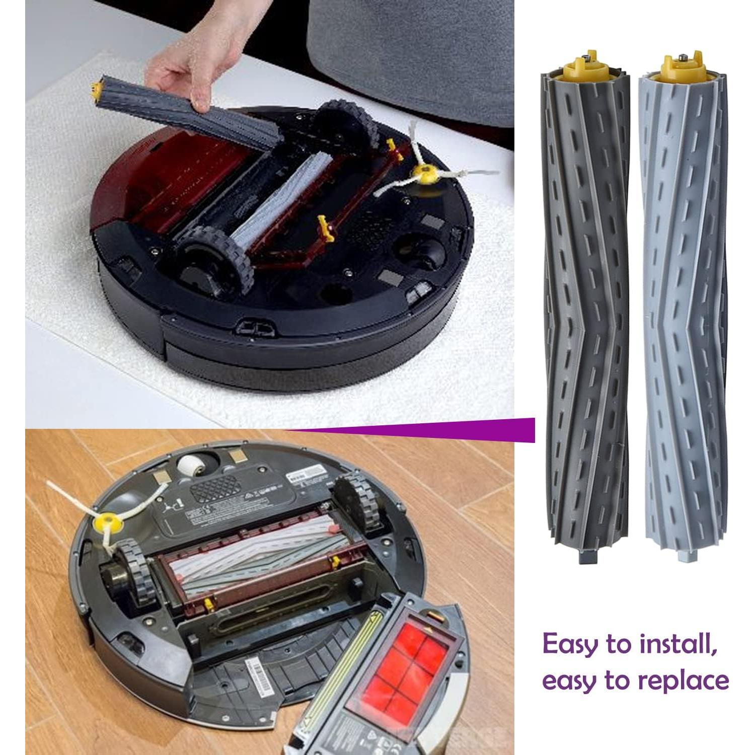 Rubber Roller Brushes,Replacement Parts for irobot Roomba 800 & 900 Series, Roomba 800 850 860 861 866 870 880 890 900 980 985 Vacuum,Roomba Accessories 2 Sets of Debris Extractor