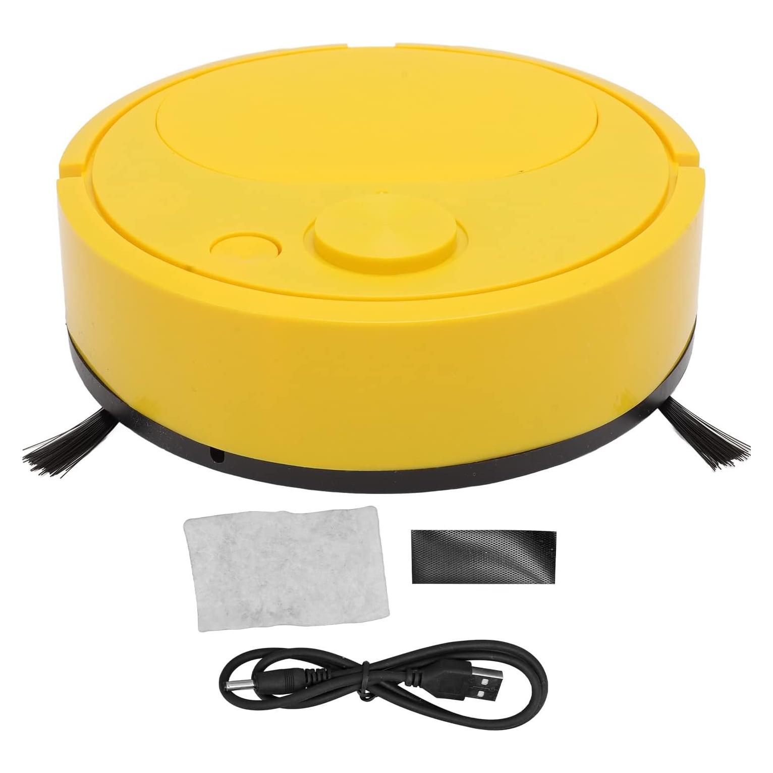 Smart Sweeping Robot , Mini Robot Vacuums Multi Filtration ABS Multifunctional 5V USB Charging for Tile for Marble Mini Vacuum Robot(Yellow)