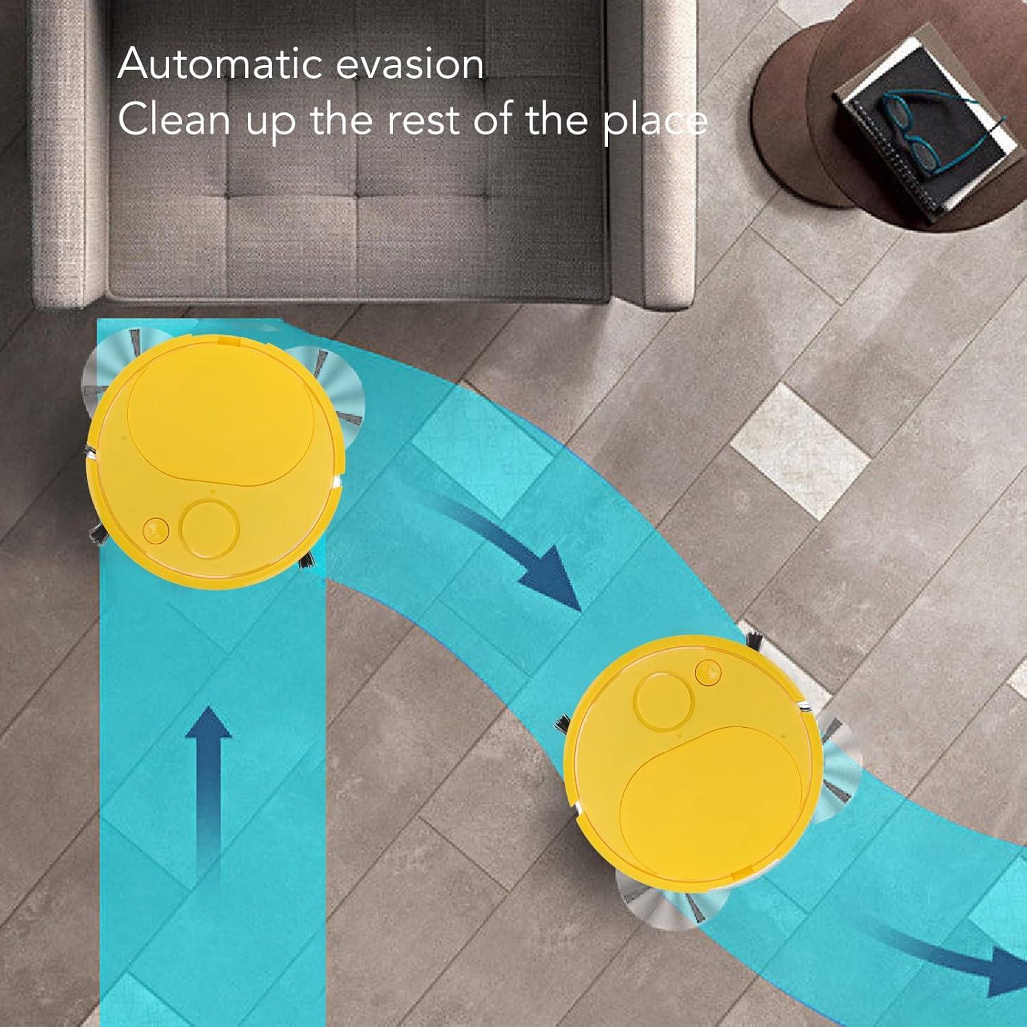 Smart Sweeping Robot , Mini Robot Vacuums Multi Filtration ABS Multifunctional 5V USB Charging for Tile for Marble Mini Vacuum Robot(Yellow)