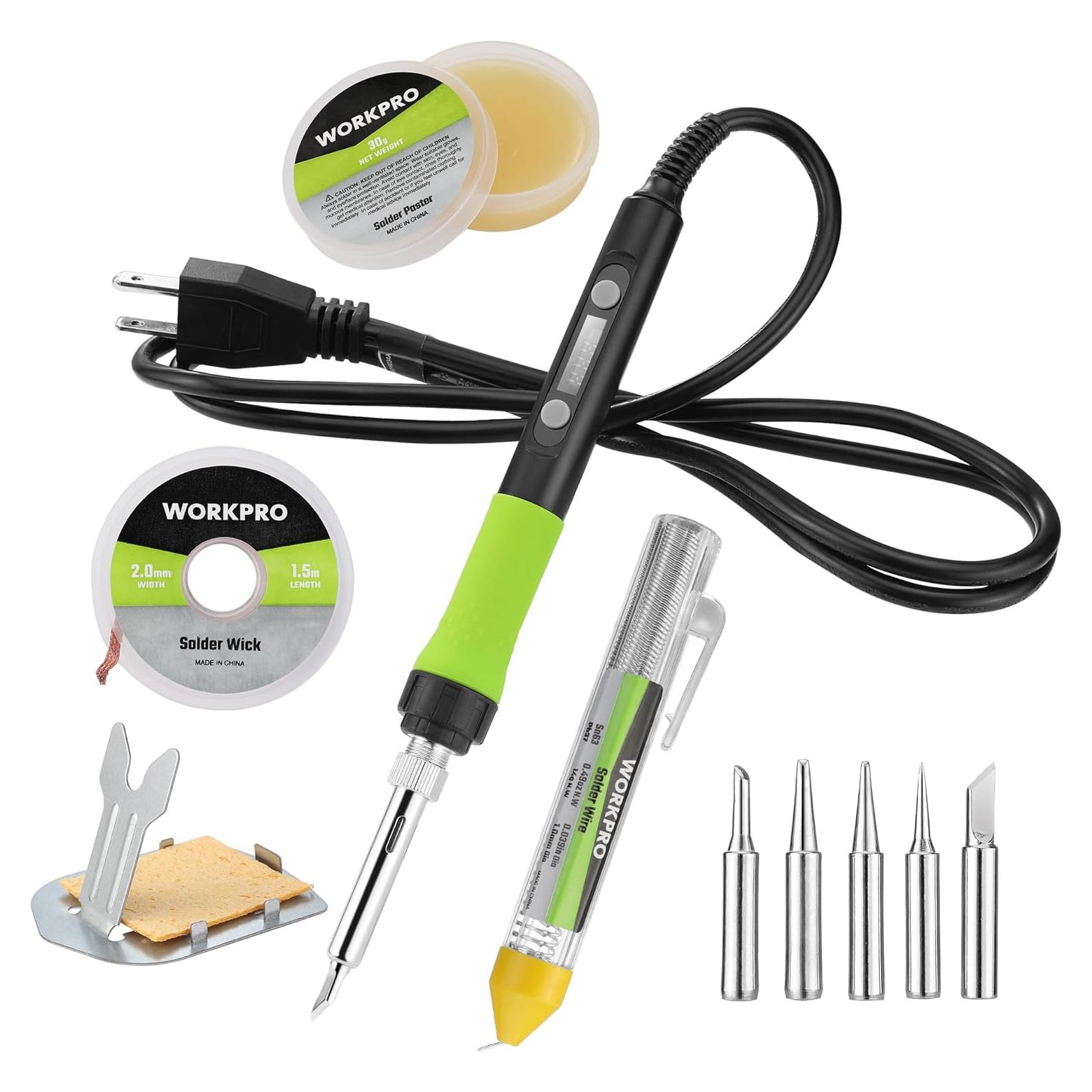 Kit de Soldadura WORKPRO 90W con Pantalla Digital y 11 Piezas