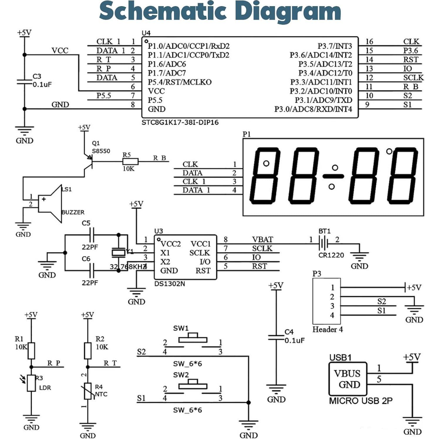 Kit de Soldadura DIY BANRIA Reloj Digital RGB 4 Dígitos