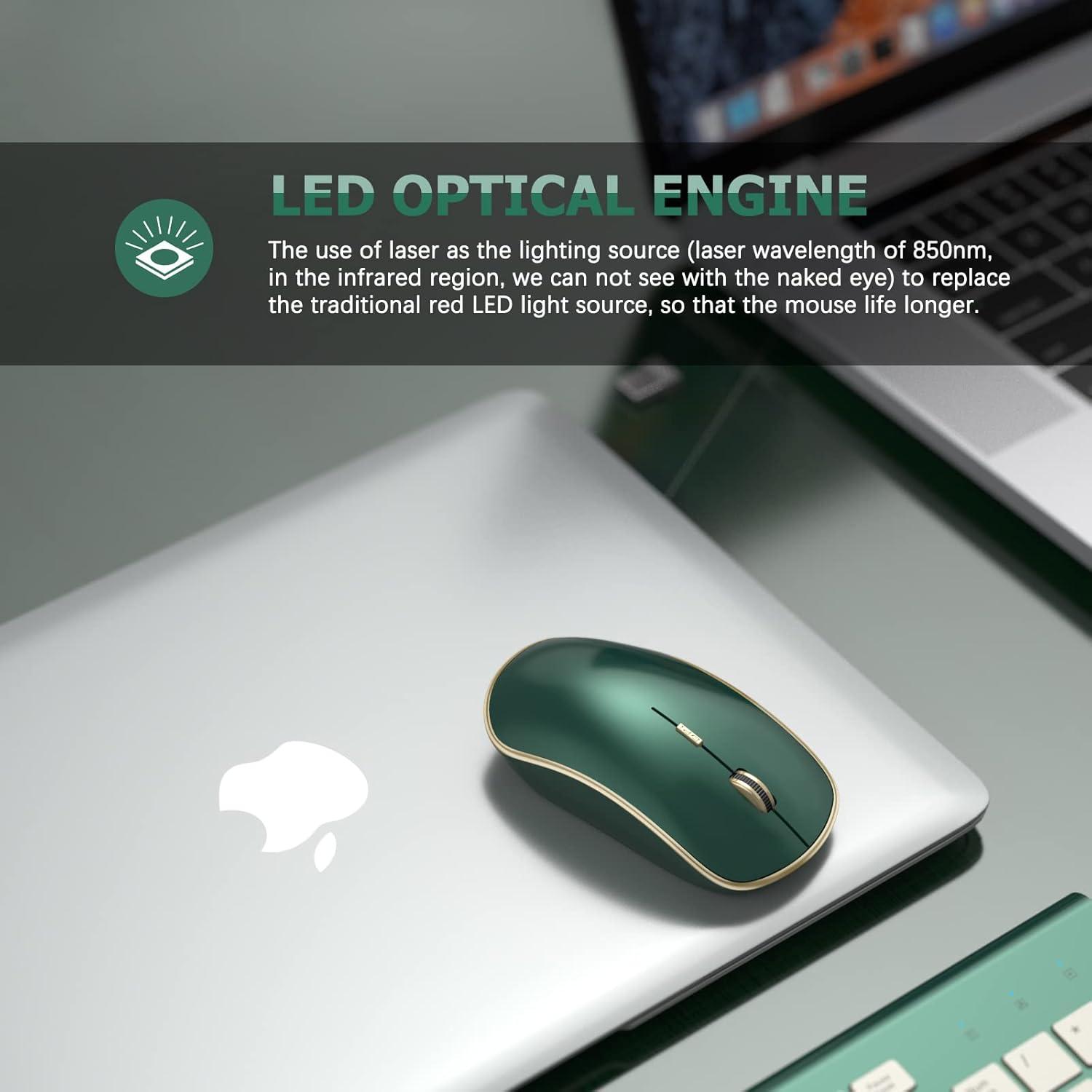 JOYACCESS Ratón Inalámbrico Silencioso Verde 5 Niveles DPI