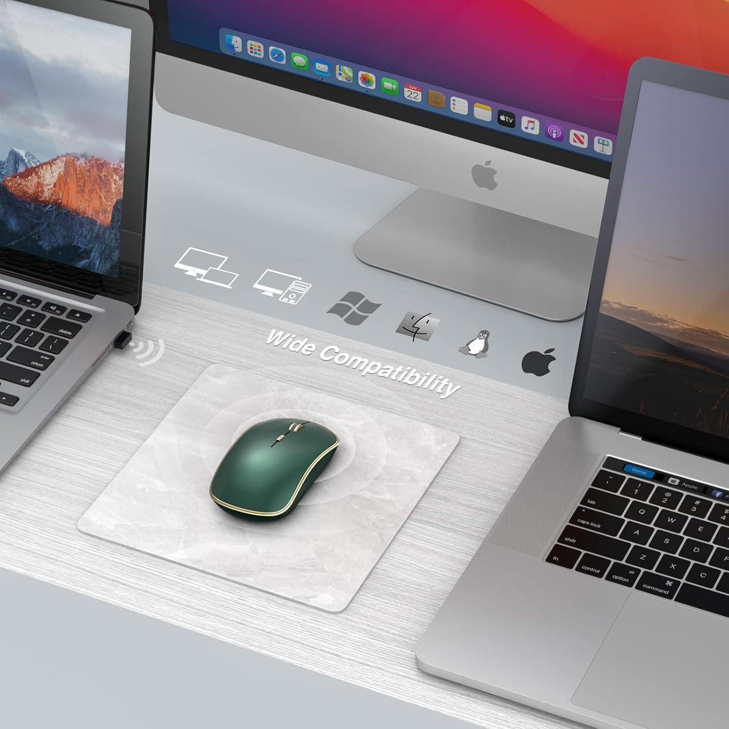 JOYACCESS Ratón Inalámbrico Silencioso Verde 5 Niveles DPI