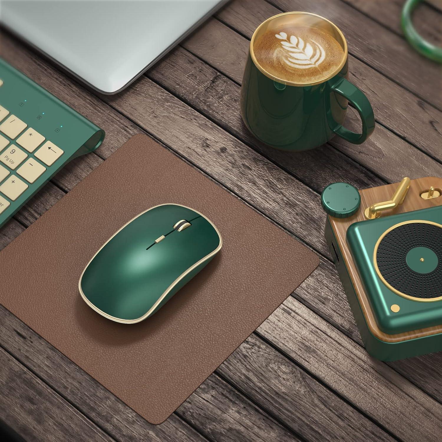 JOYACCESS Ratón Inalámbrico Silencioso Verde 5 Niveles DPI