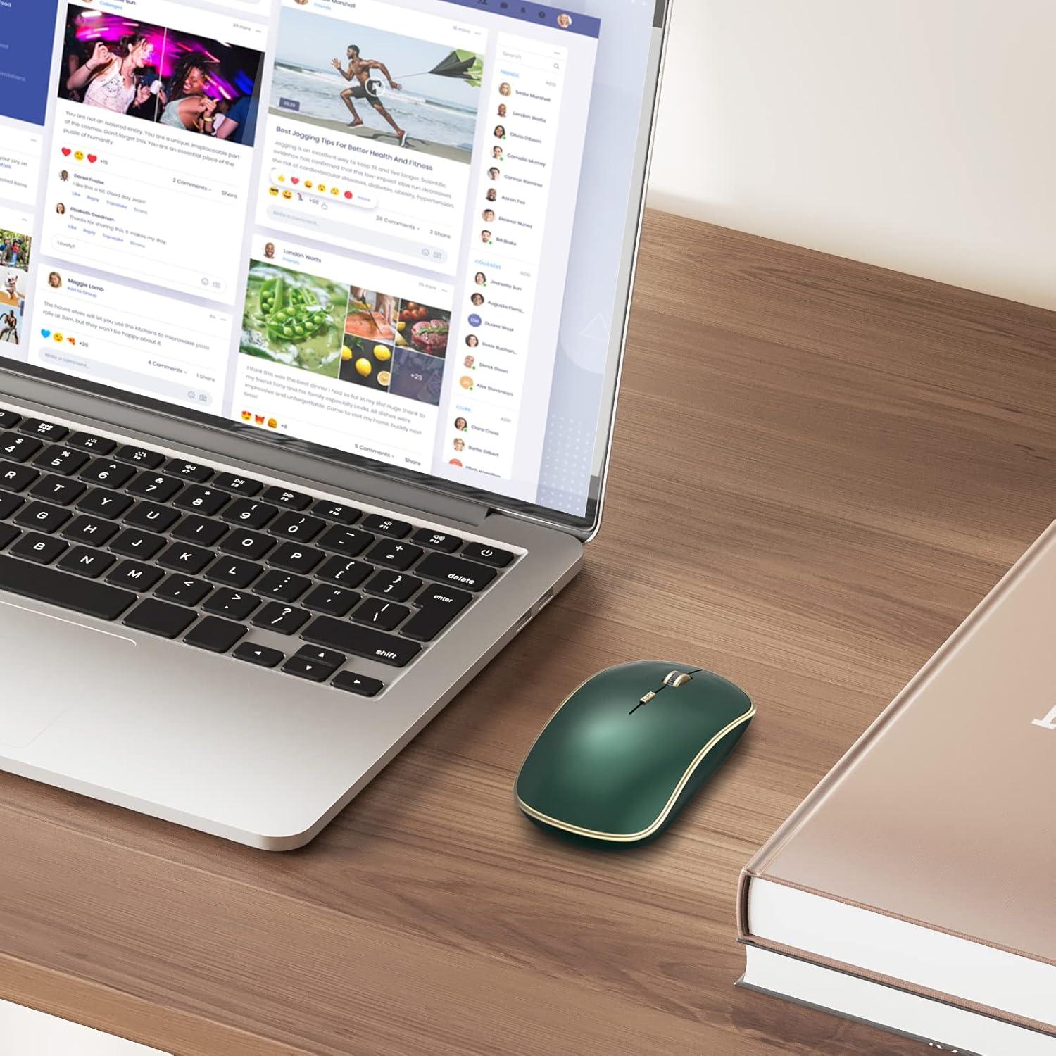 JOYACCESS Ratón Inalámbrico Silencioso Verde 5 Niveles DPI