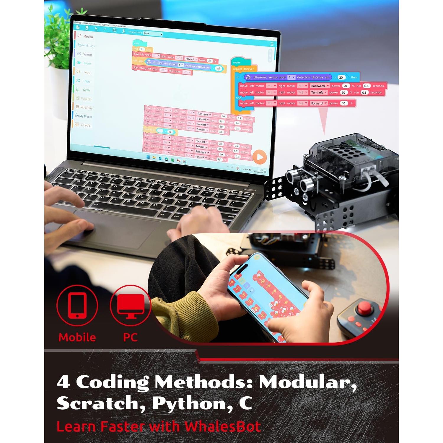 Robot Educativo WhalesBot Rocky Control Remoto y Programación 8-16 años