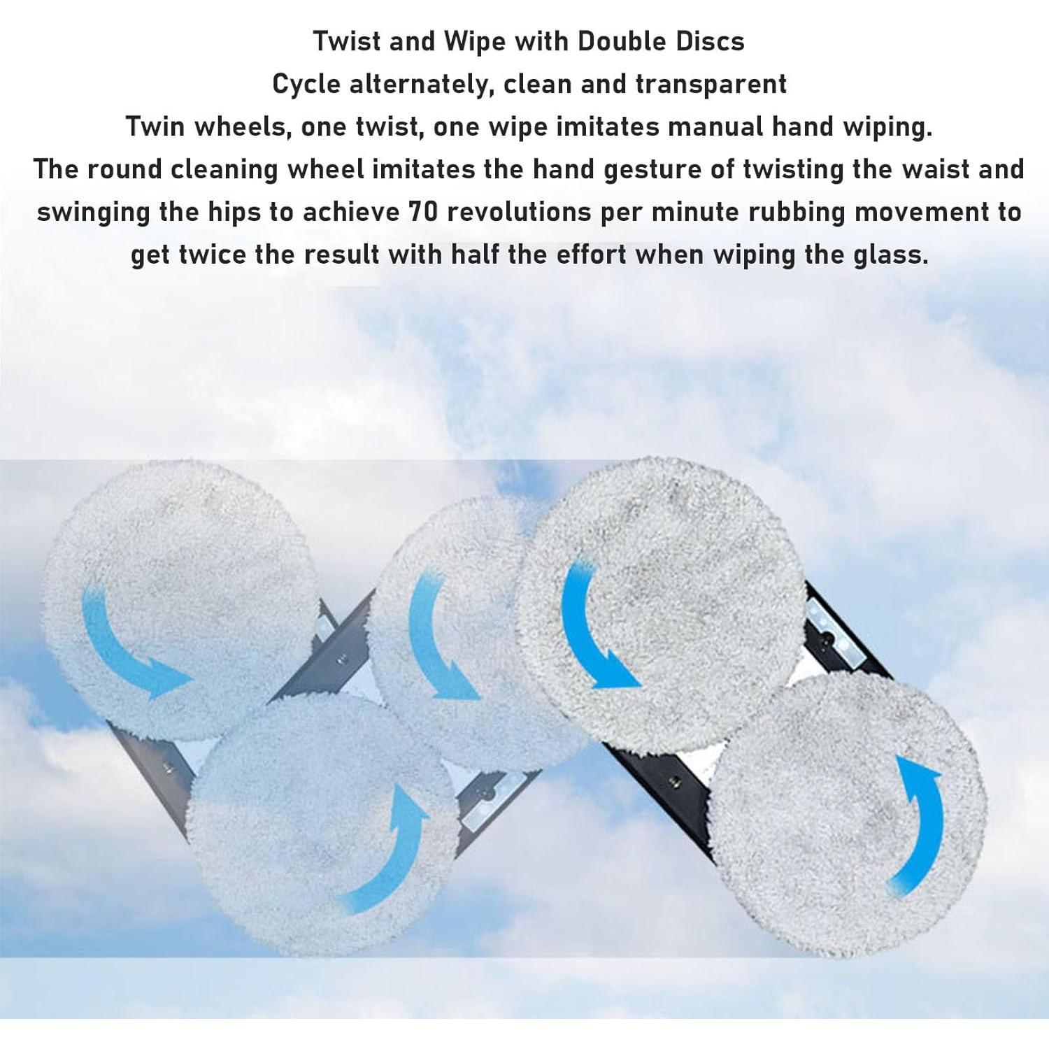 Hilitand Robotic Window Cleaner Full Automatic Cleaning with Intelligent Path Planning, Water Spray Window Cleaning Robot, Remote Control (US Plug 100-240V)