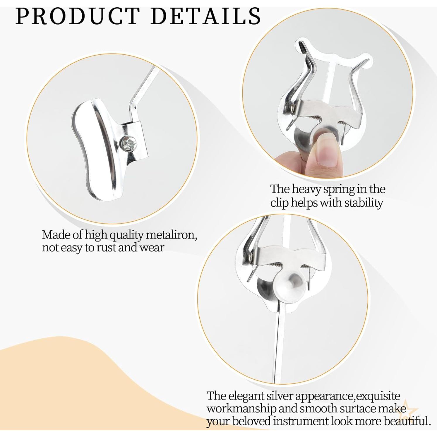 Lyra de Trompeta Plateada - Paquete de 2 Soportes 17.5 cm