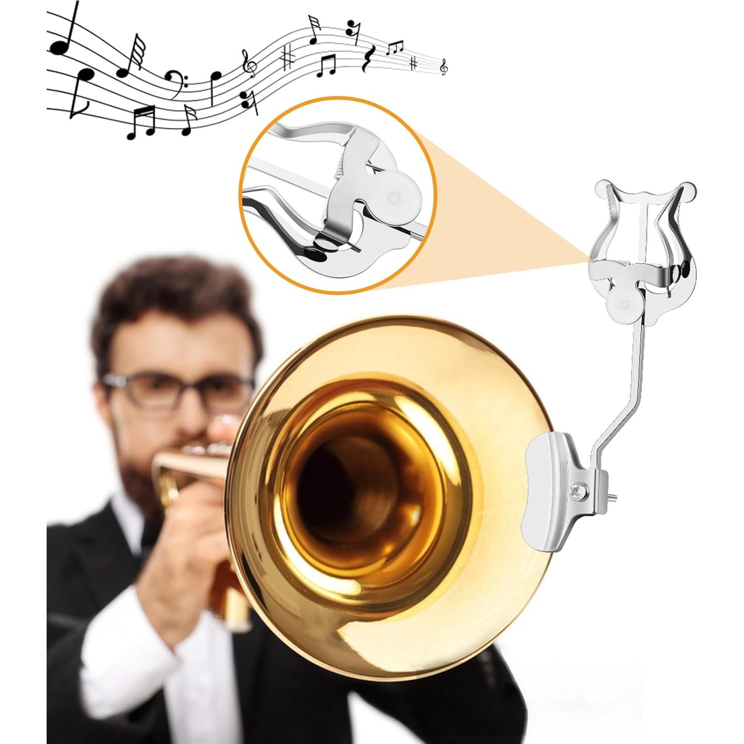 Lyra de Trompeta Plateada - Paquete de 2 Soportes 17.5 cm