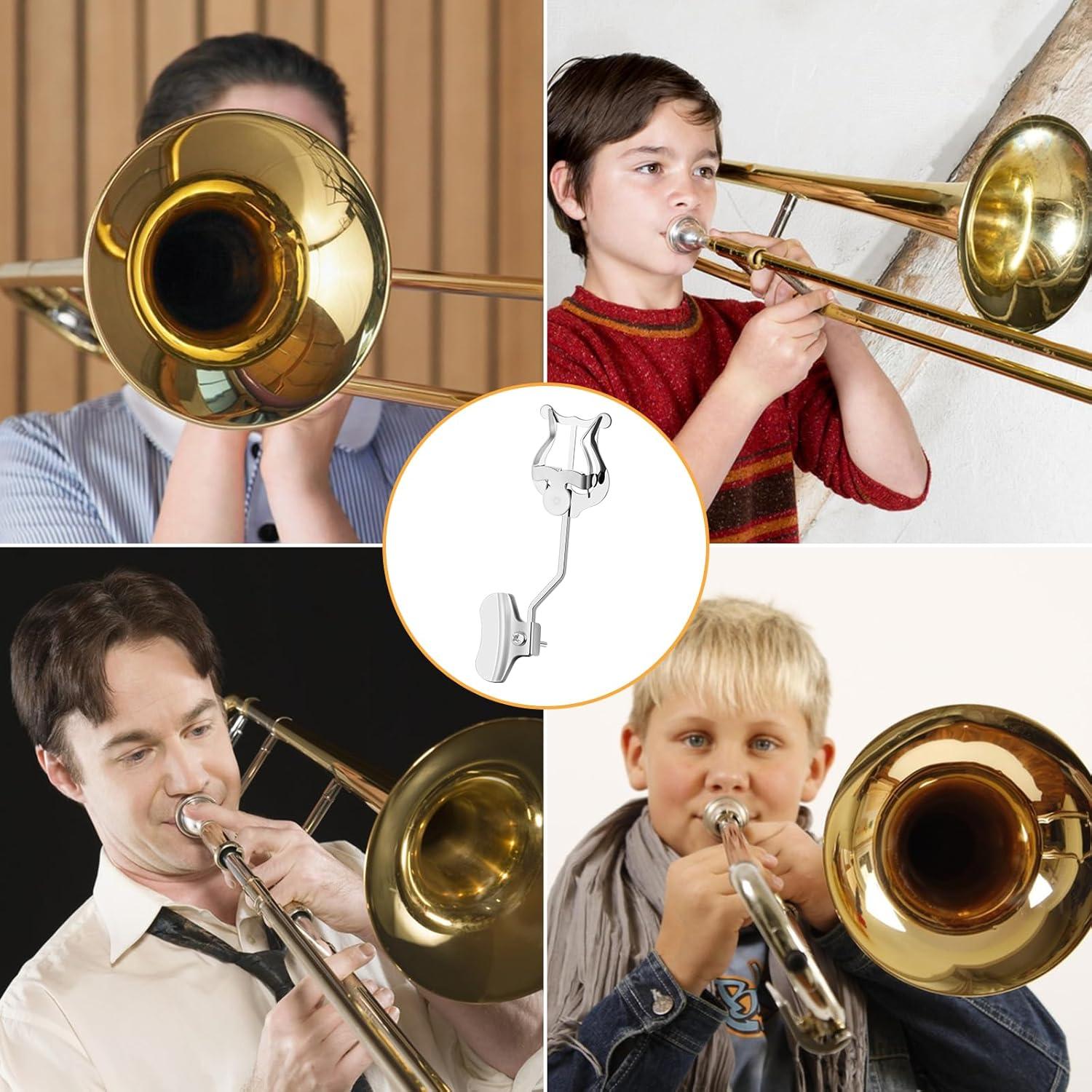 Lyra de Trompeta Plateada - Paquete de 2 Soportes 17.5 cm