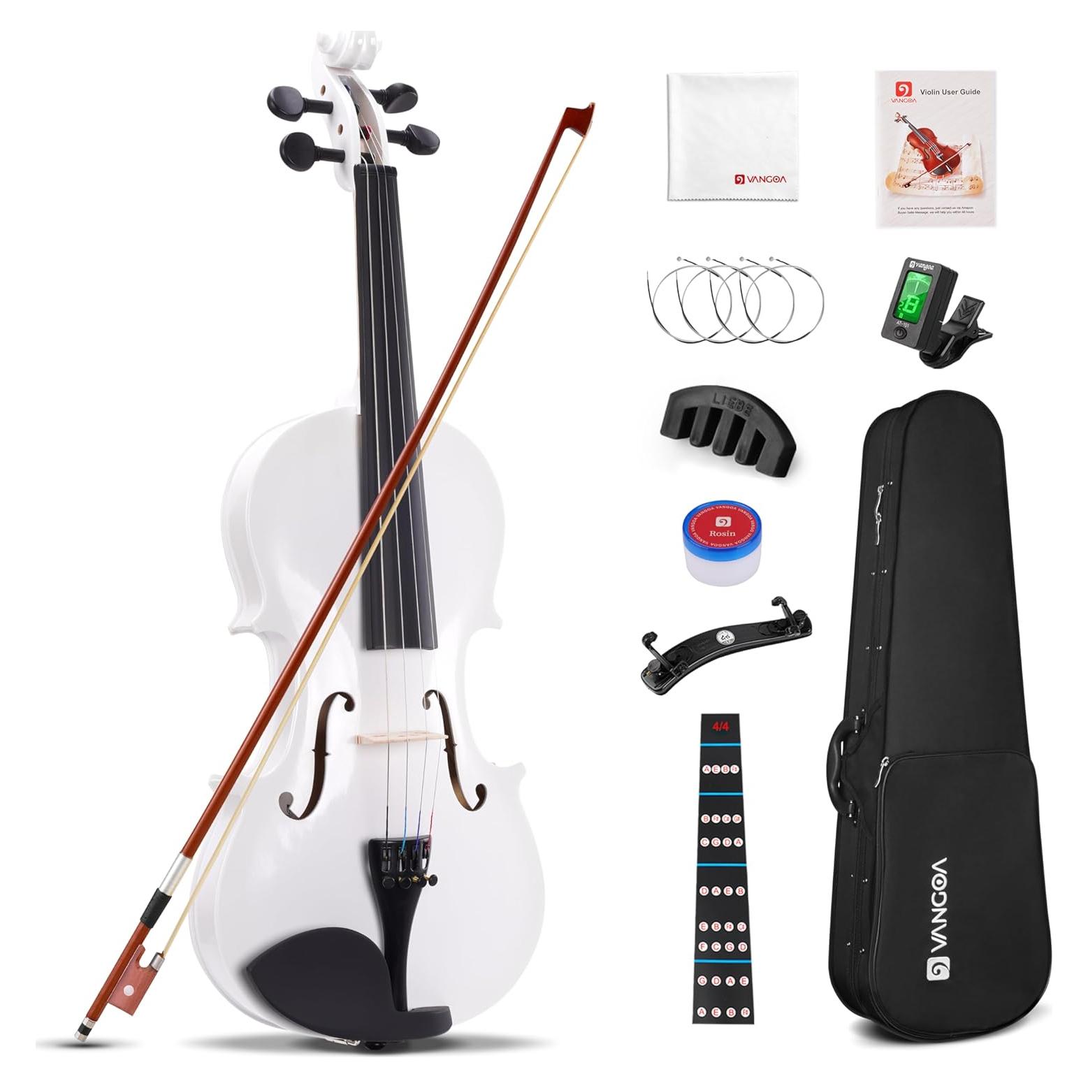 Vangoa Violín 4/4 Blanco con Estuche y Accesorios