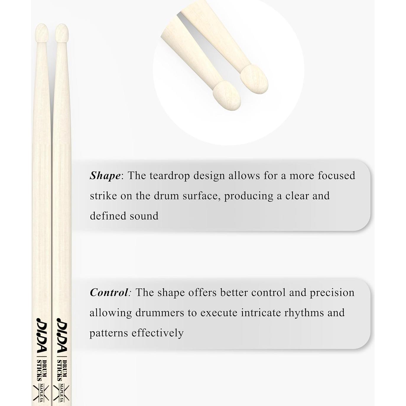 Baquetas para Batería MA-9 Arce 5A, Antideslizantes, 1 Par