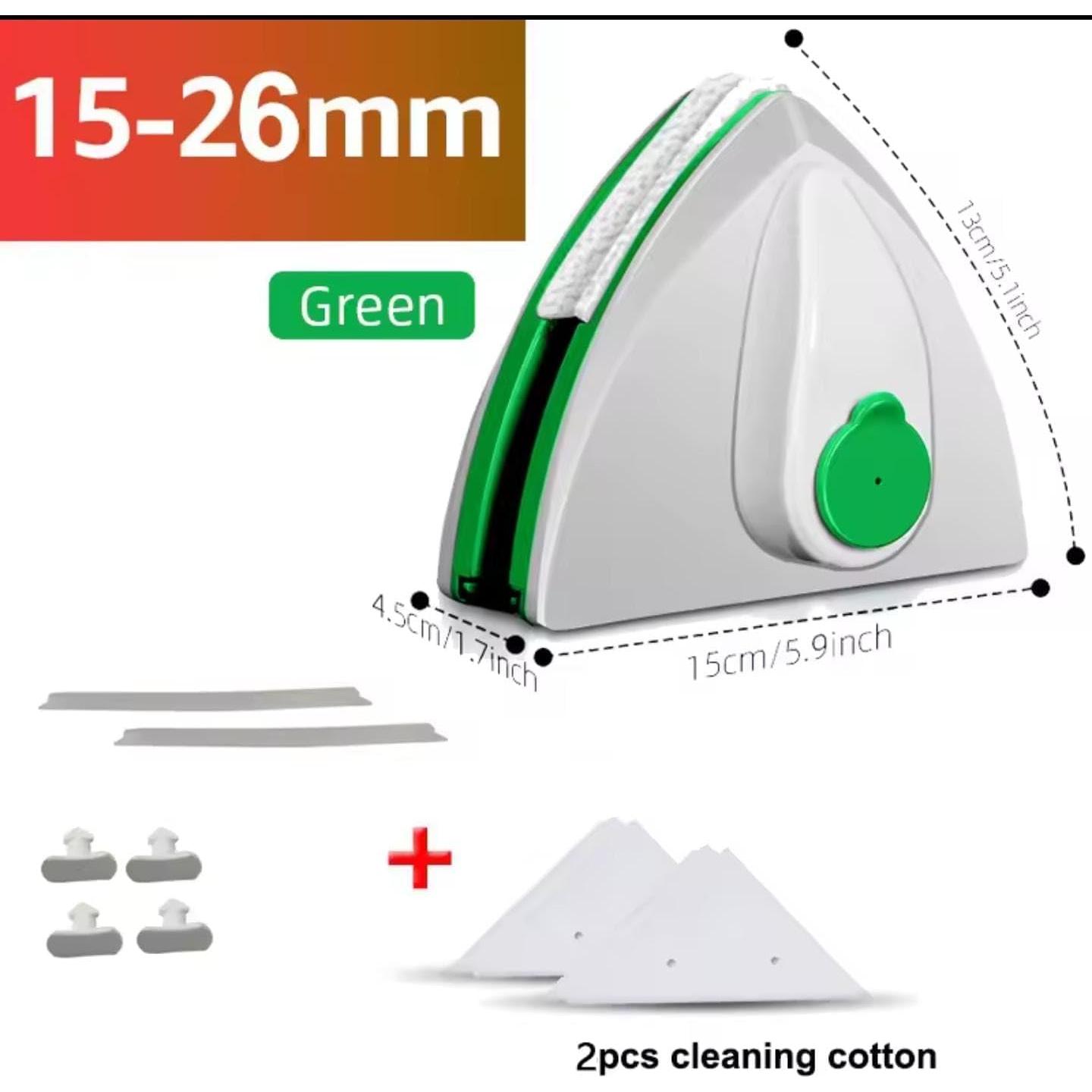 Green Double Sided Magnet Window Cleaner Automatic Drainage Wiper Household Clean Magnetic Glass for Windows Cleaning Tool 15-26MM
