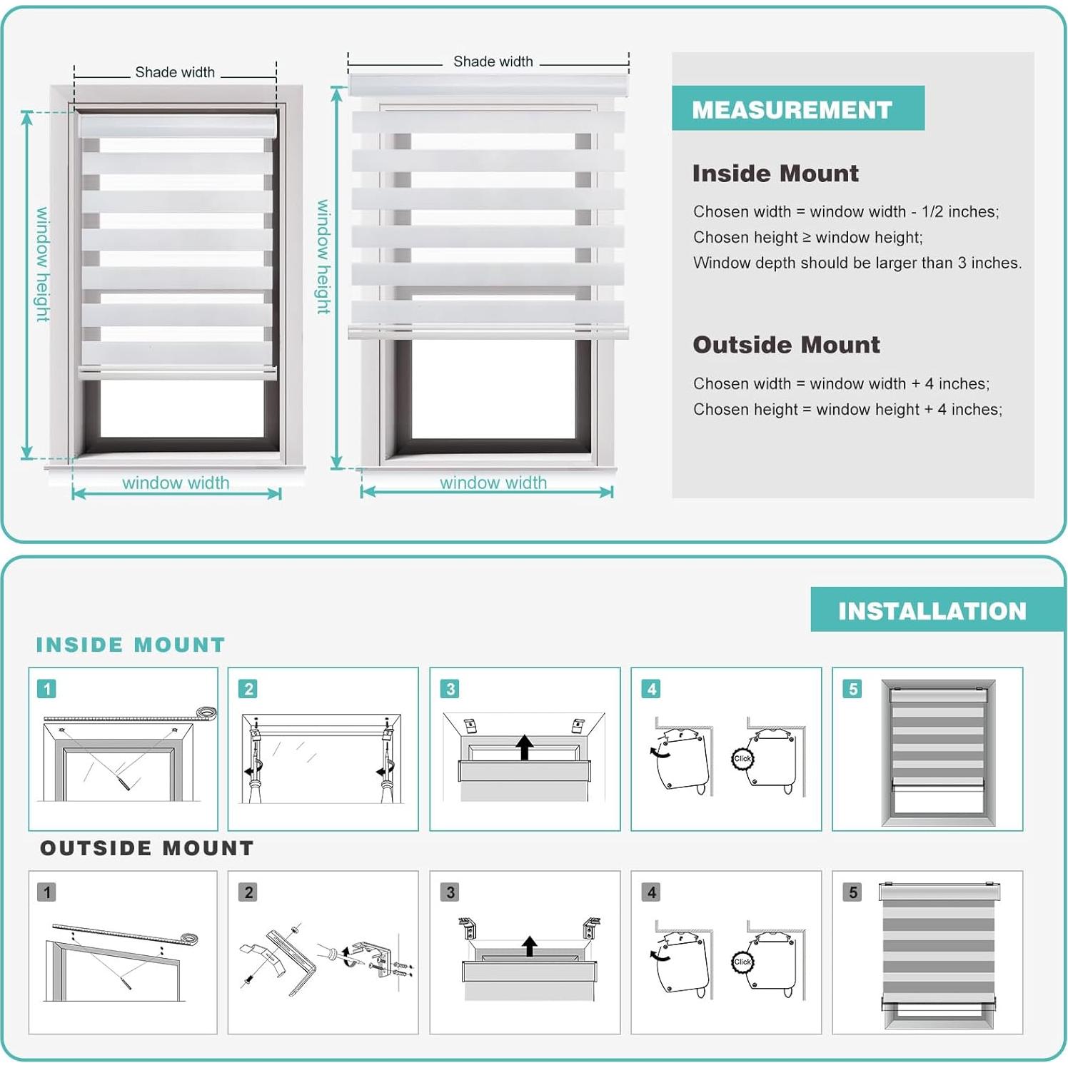 Changshade Cordless Zebra Shades for Windows Pull Down Roller Window Blinds Dual Layer Light Filtering Privacy for Day and Night,Free-Stop Door Shades for Home Easy to Install,46" W×72" H,Beige