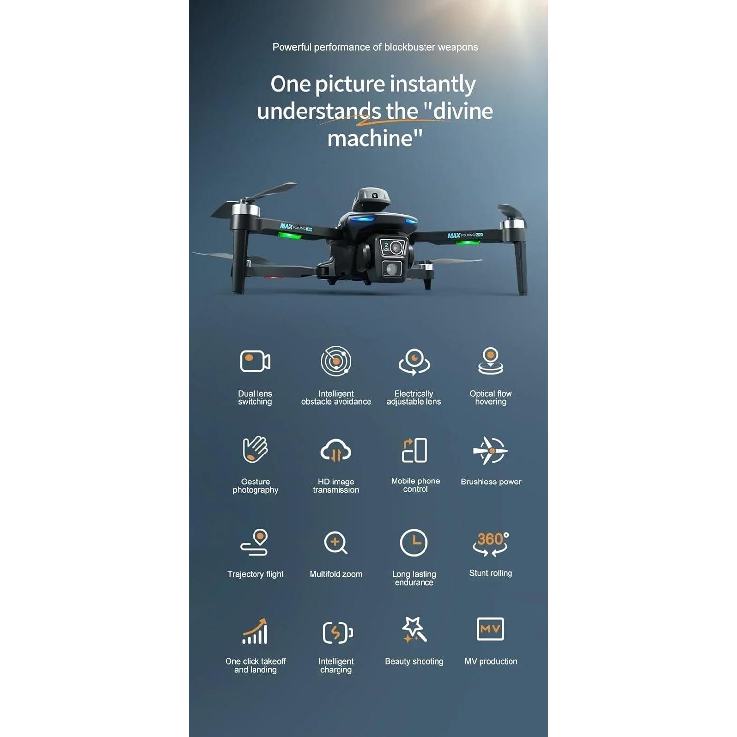 Dron Profesional Qualimate MAX K12 Negro 2K con 2 Baterías