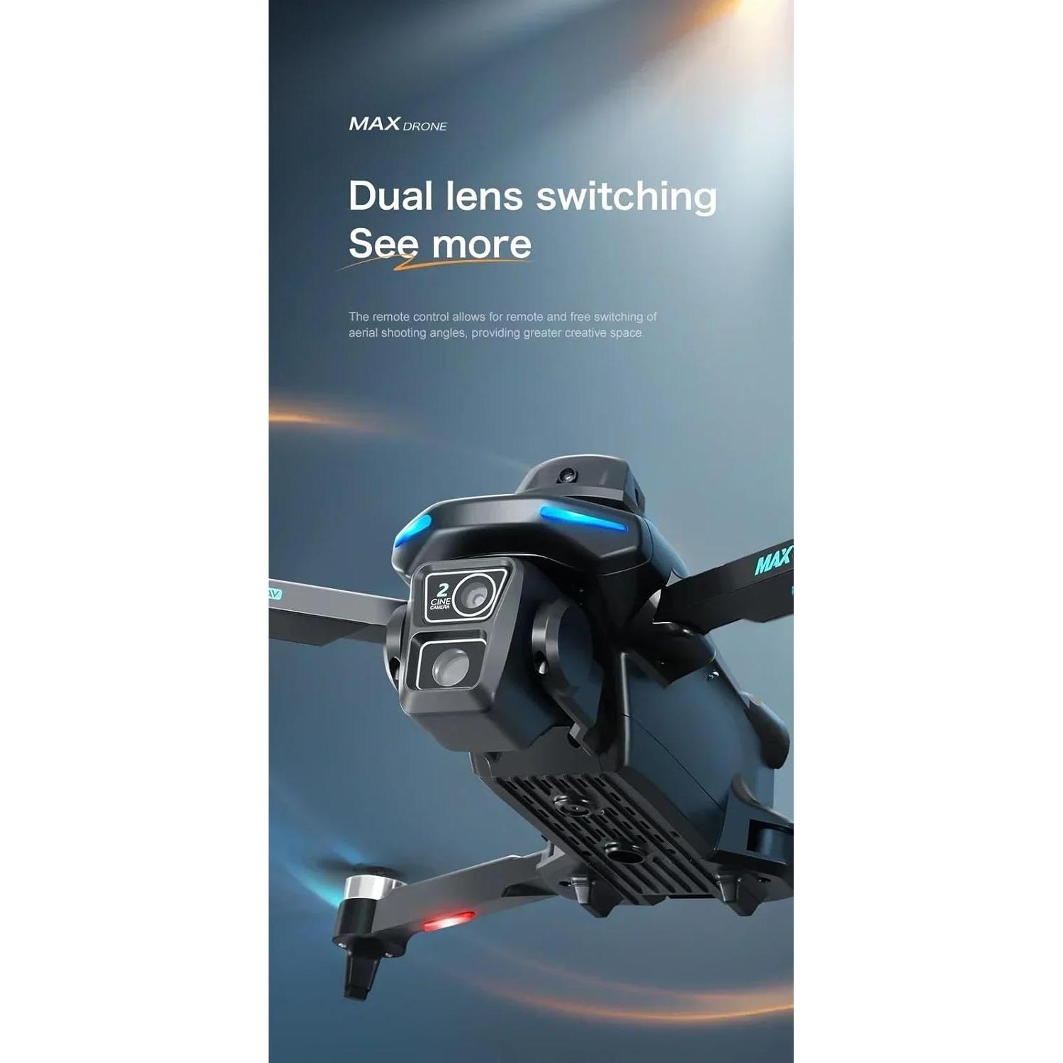 Dron Profesional Qualimate MAX K12 Negro 2K con 2 Baterías