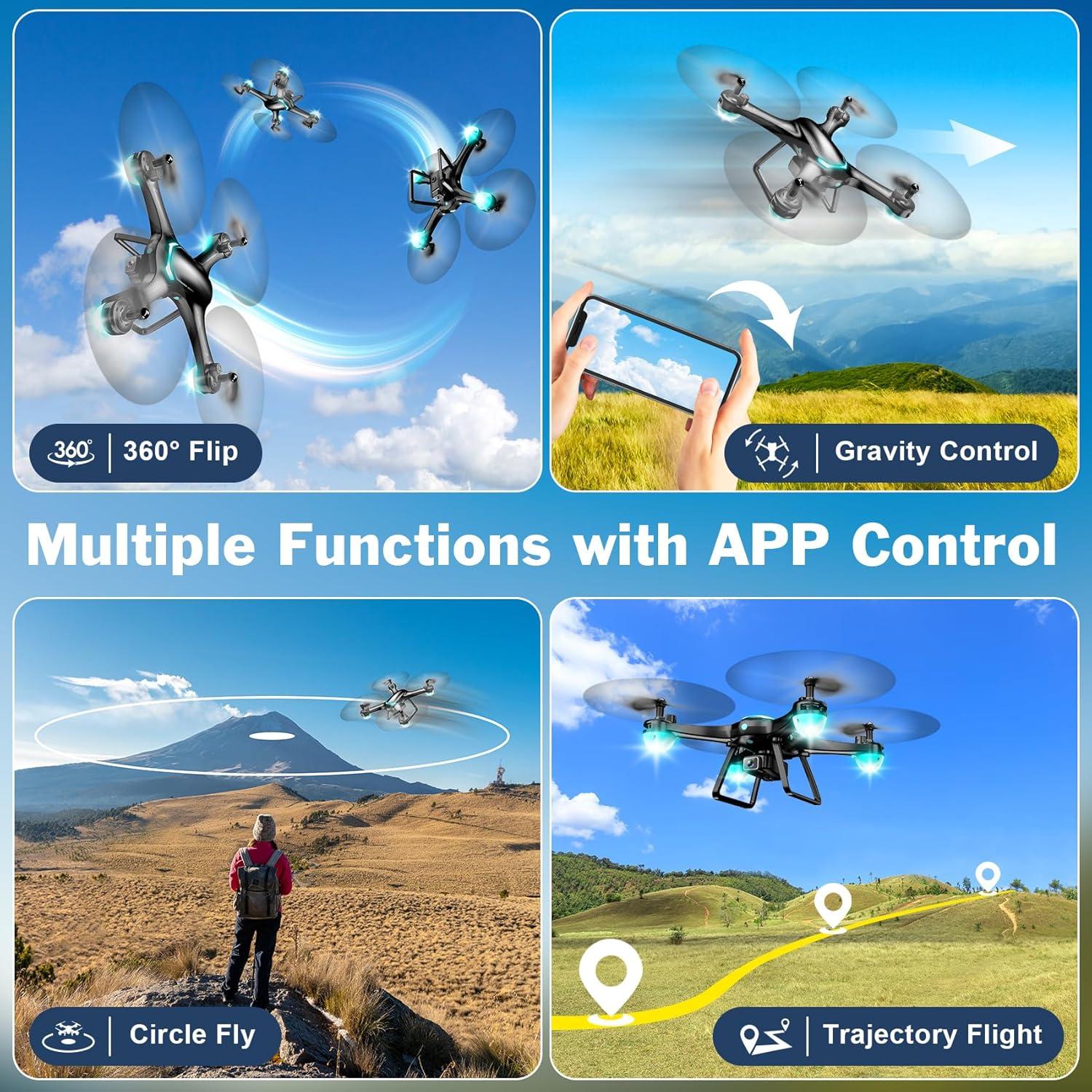 Drone Hiturbo JY013 con cámara 1080P, 2 baterías, negro