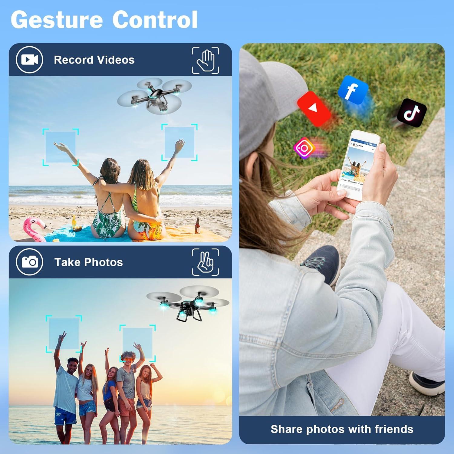 Drone Hiturbo JY013 con cámara 1080P, 2 baterías, negro
