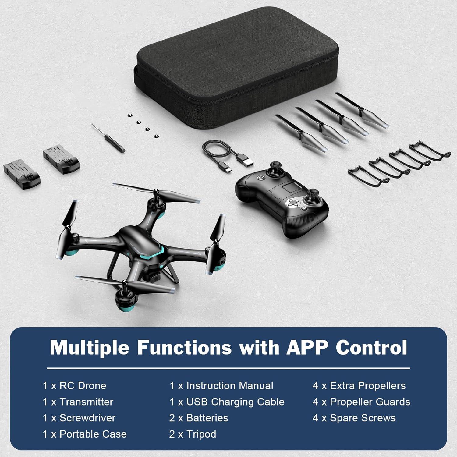 Drone Hiturbo JY013 con cámara 1080P, 2 baterías, negro