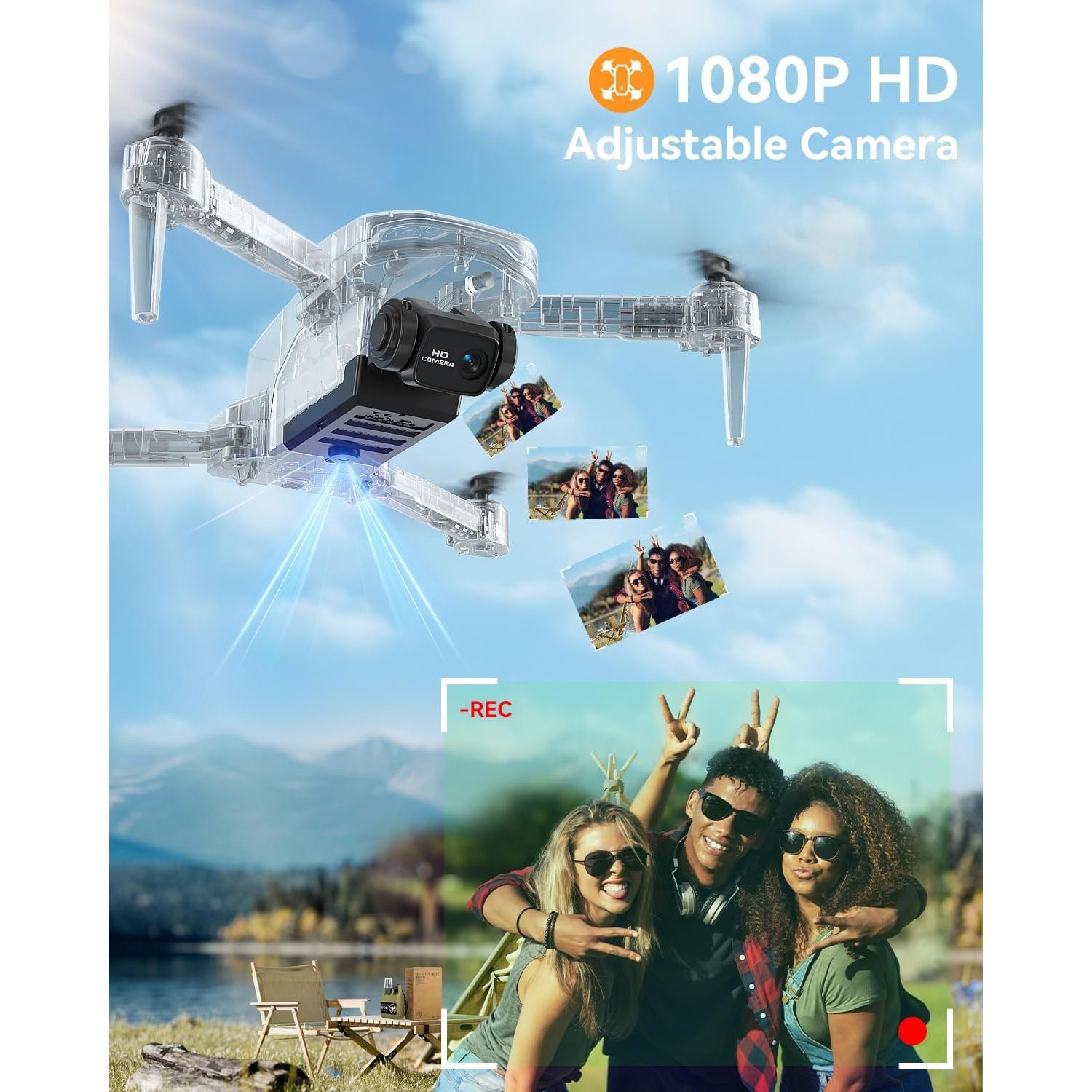 Dron plegable FERIETELF T29 con cámara 1080P y 2 baterías