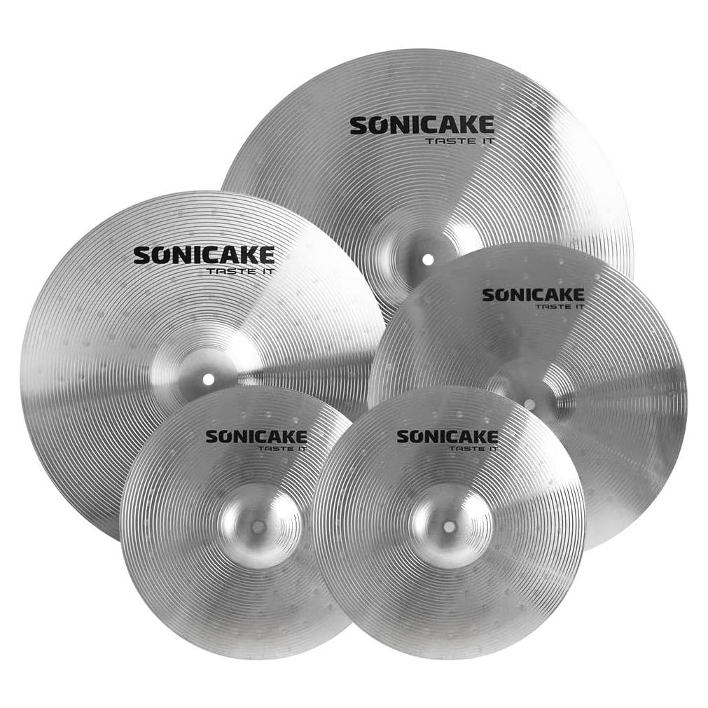 SONICAKE Set de Platillos de Batería 5 Piezas Aleación Plata