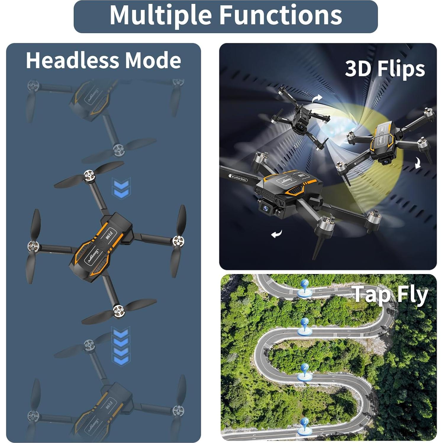 Drone F198 Suangrc con Cámara 720P HD, Plegable y Control Remoto