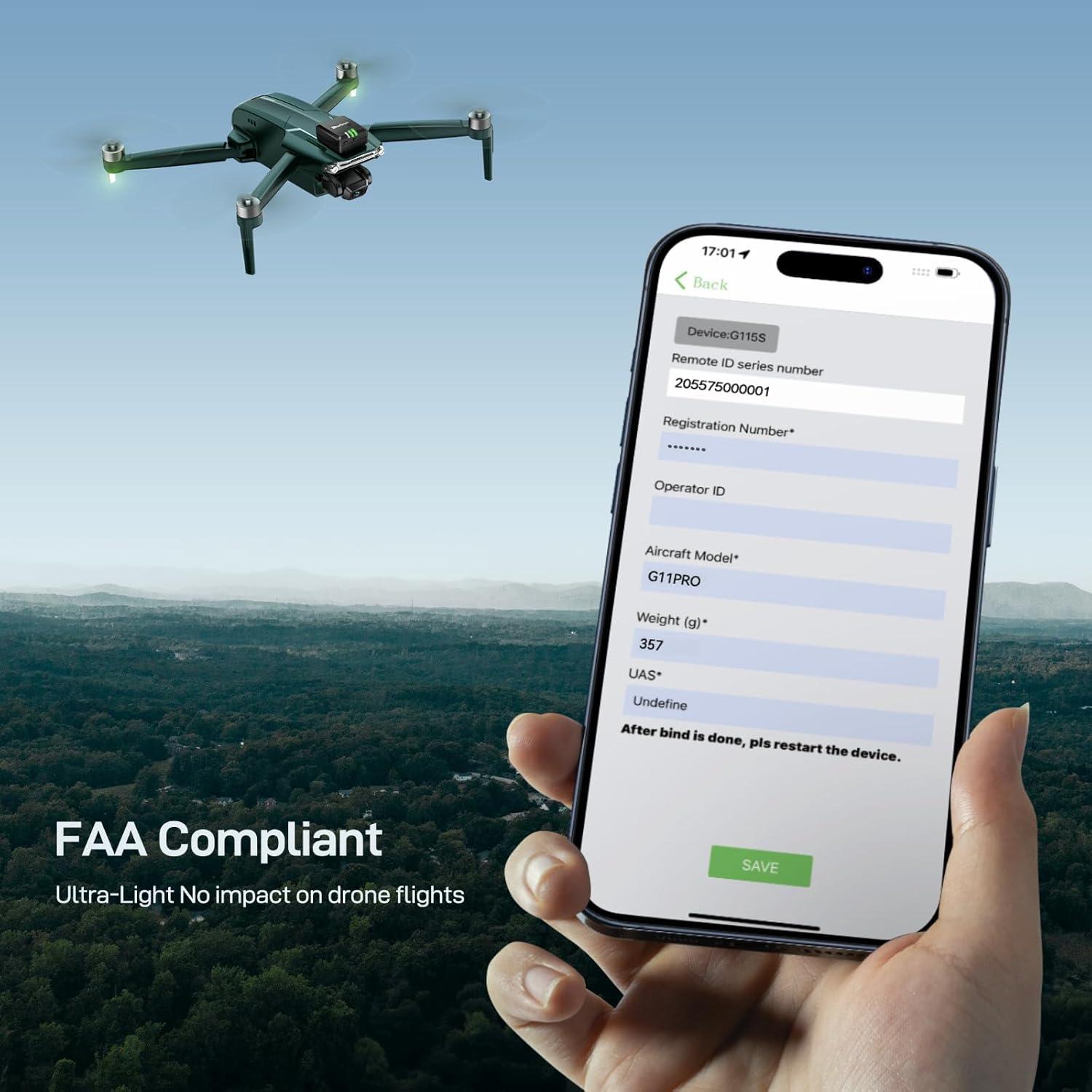 Módulo de ID Remoto Gleesfun G115S para Drone con Buzzer y GPS