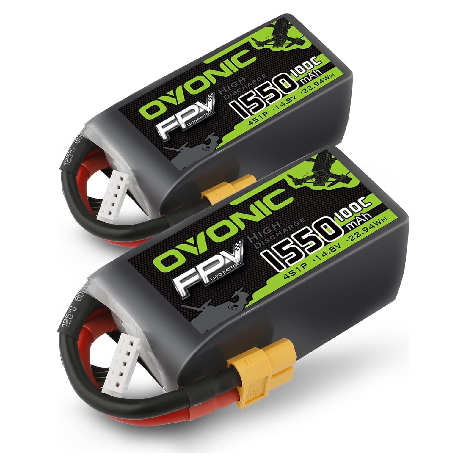 Batería Lipo Ovonic 4S 100C 1550mAh 14.8V XT60 - 2 Paquetes