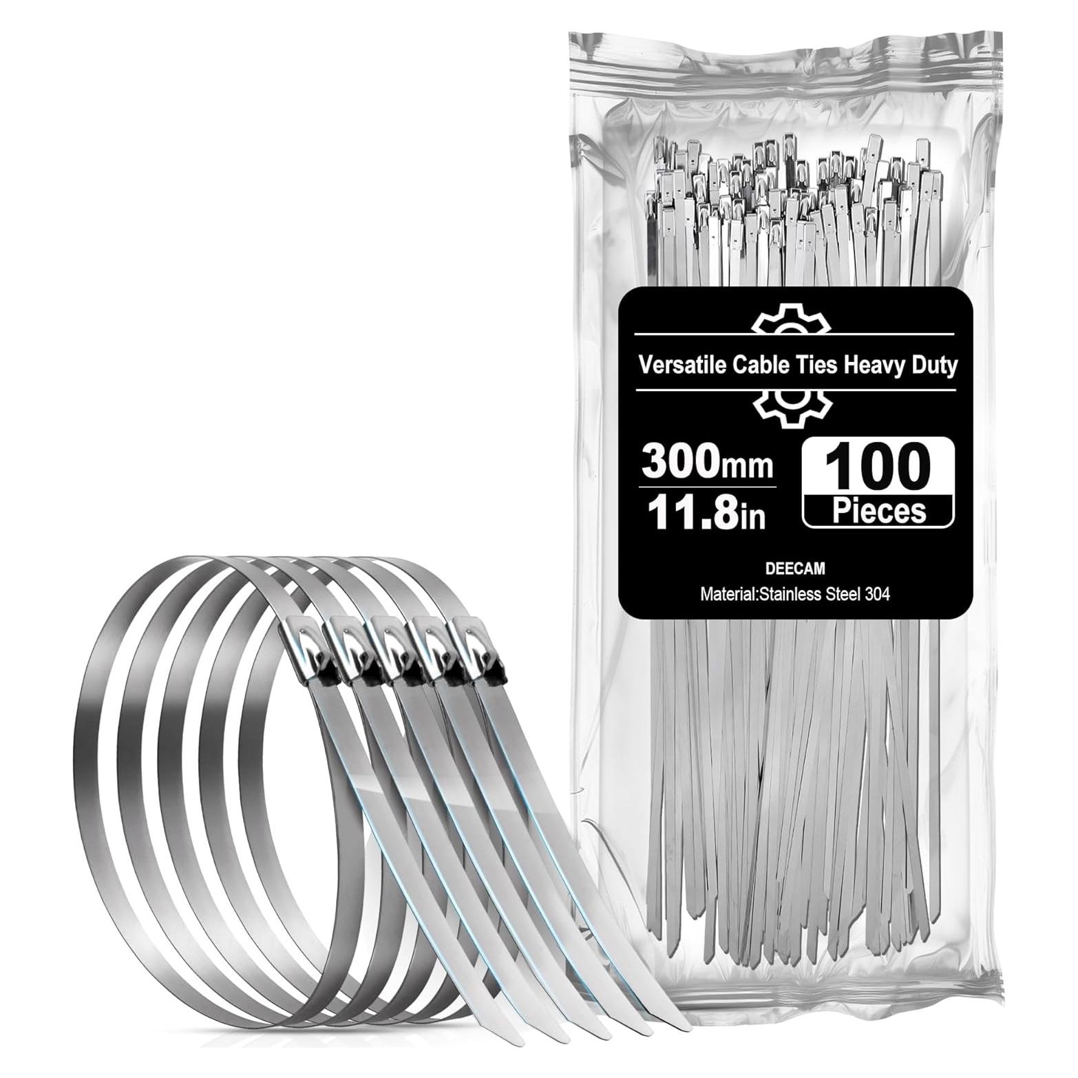 Bridas Metálicas Deecam 100PCS 30 cm Acero Inoxidable Alta Resistencia