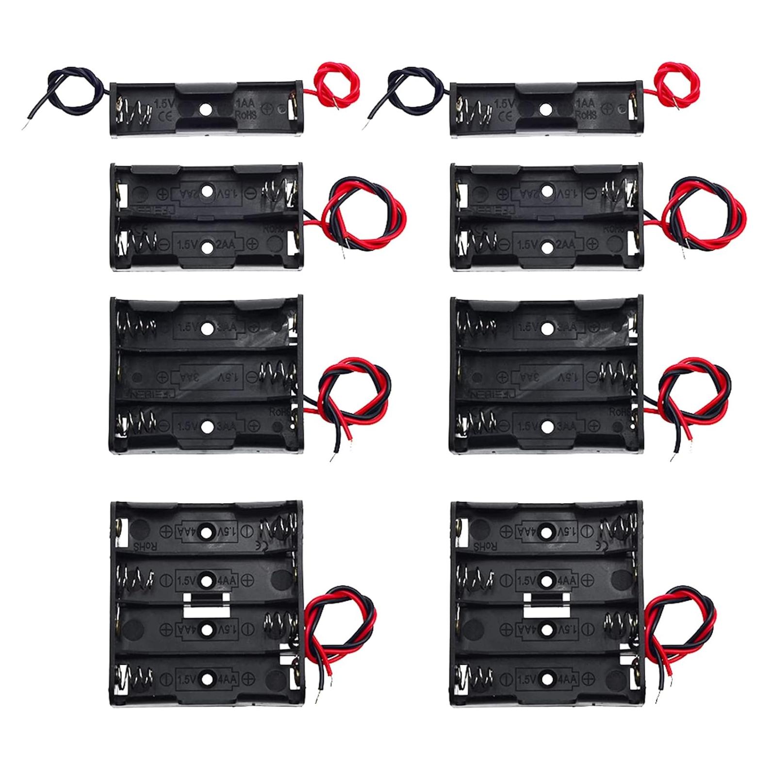 QTEATAK Paquete de 8 Soportes para Baterías AA con Cable