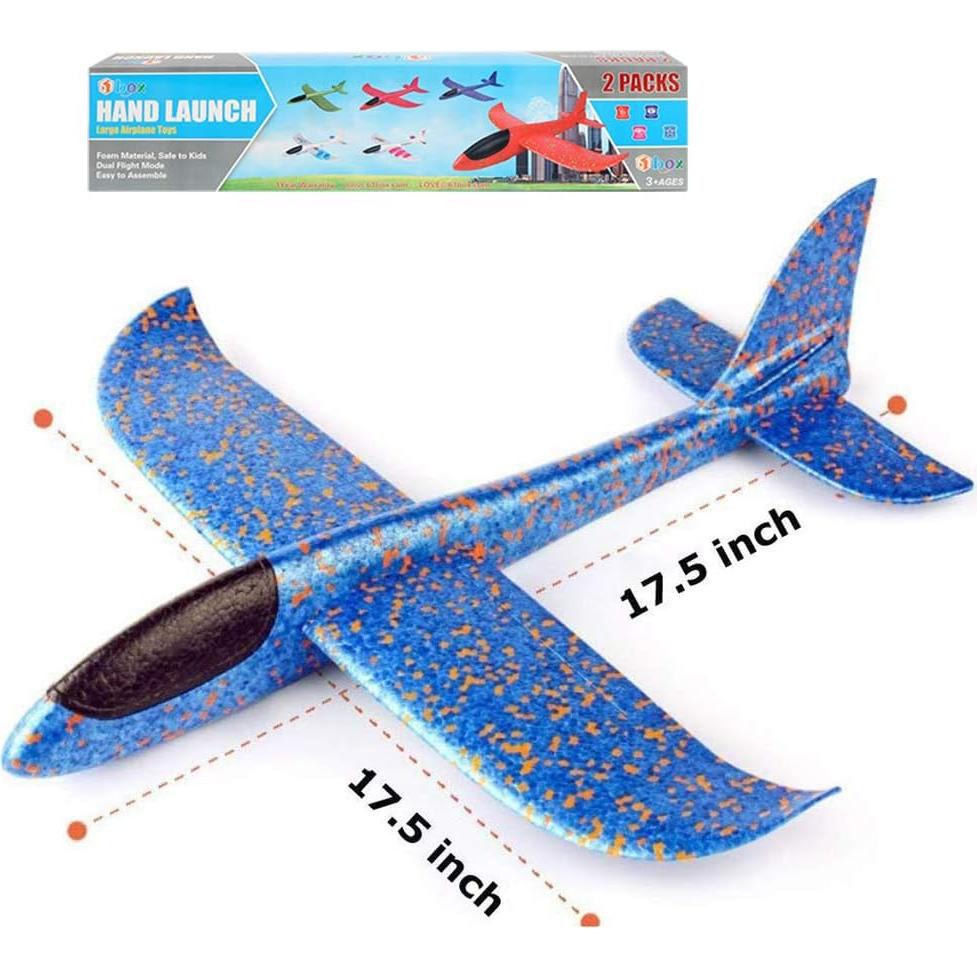 BooTaa 2 Aviones de Espuma 44.5 cm con 2 Modos de Vuelo