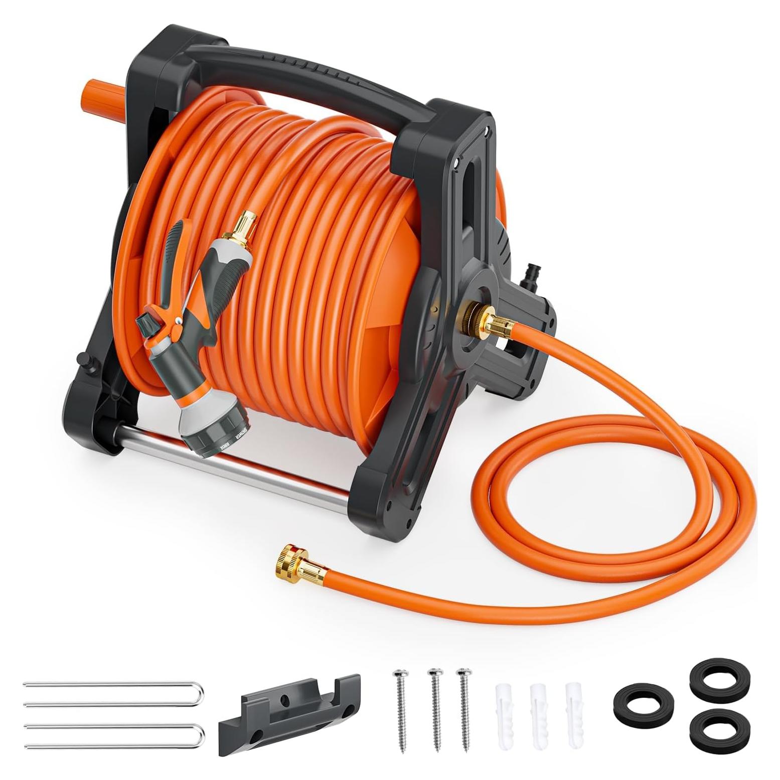 Carrete de Manguera de Jardín Portátil SPECILITE 22.86m Naranja