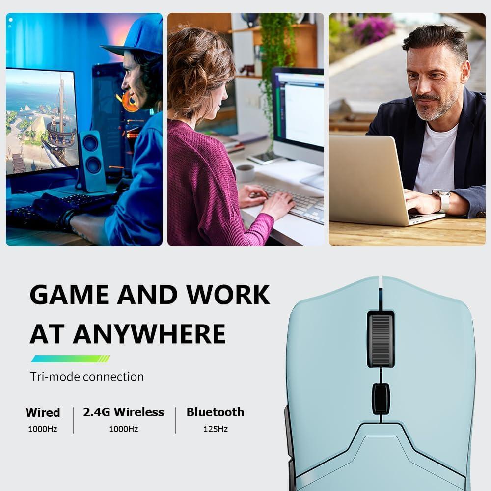 DeLUX M800PRO Ratón Gaming Inalámbrico 26000DPI Azul