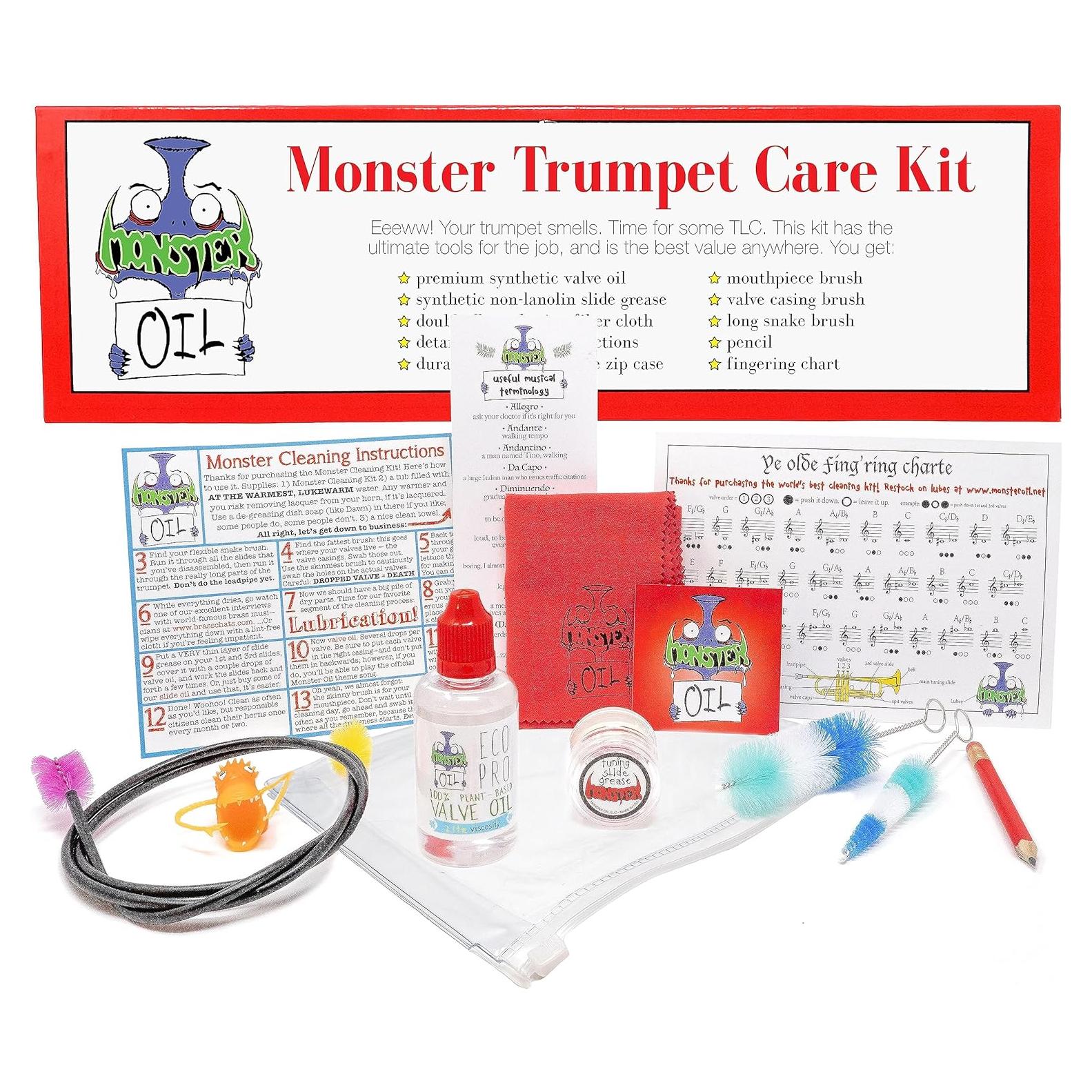 Kit de Limpieza para Trompeta Monster | Aceite y Cepillos