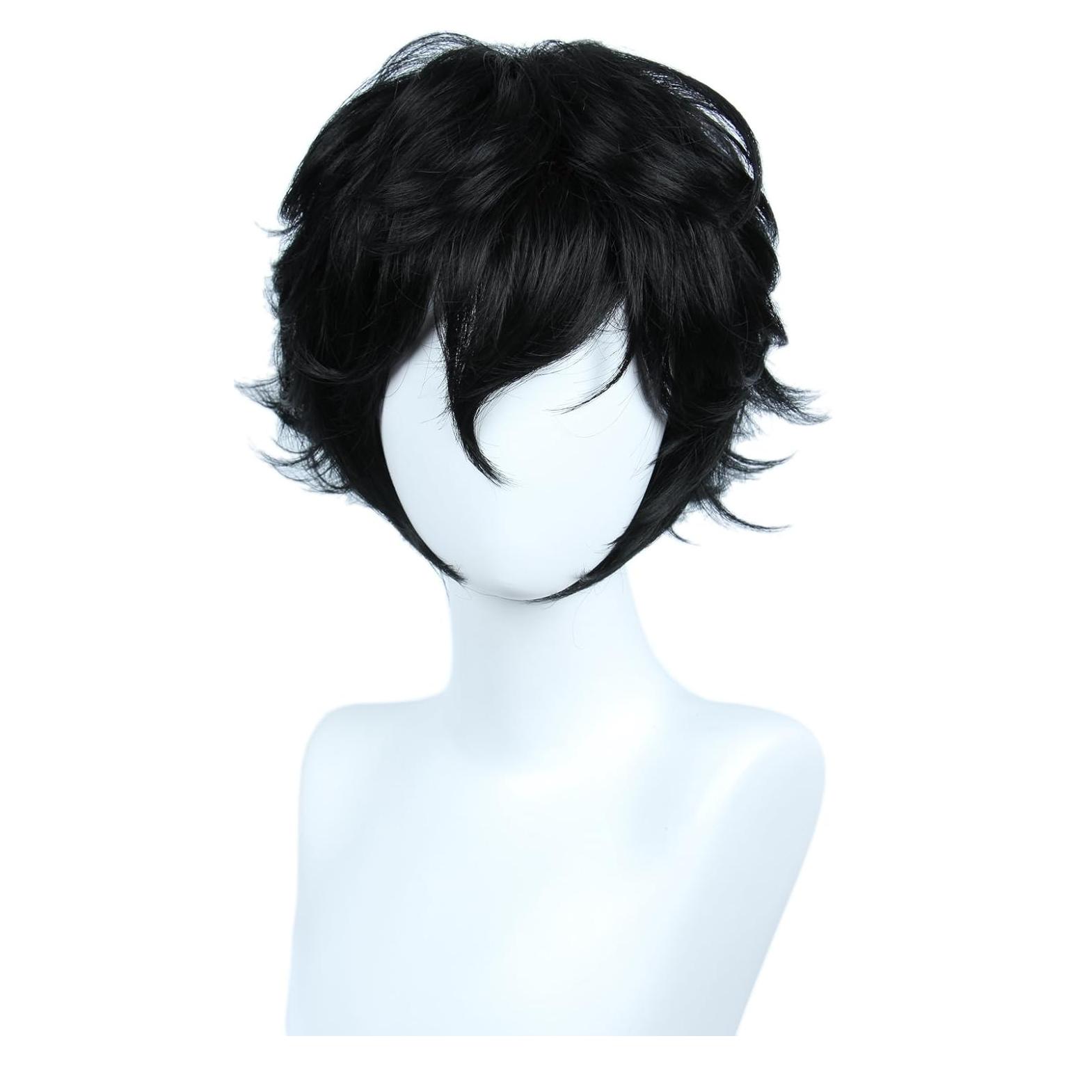 Disfraz Halloween Linfairy Peluca Cosplay Negra Corta