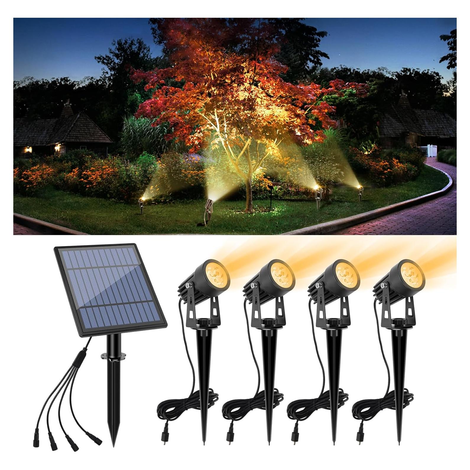 Focos Solares APONUO 4-en-1 IP65 Jardín Exterior 3m