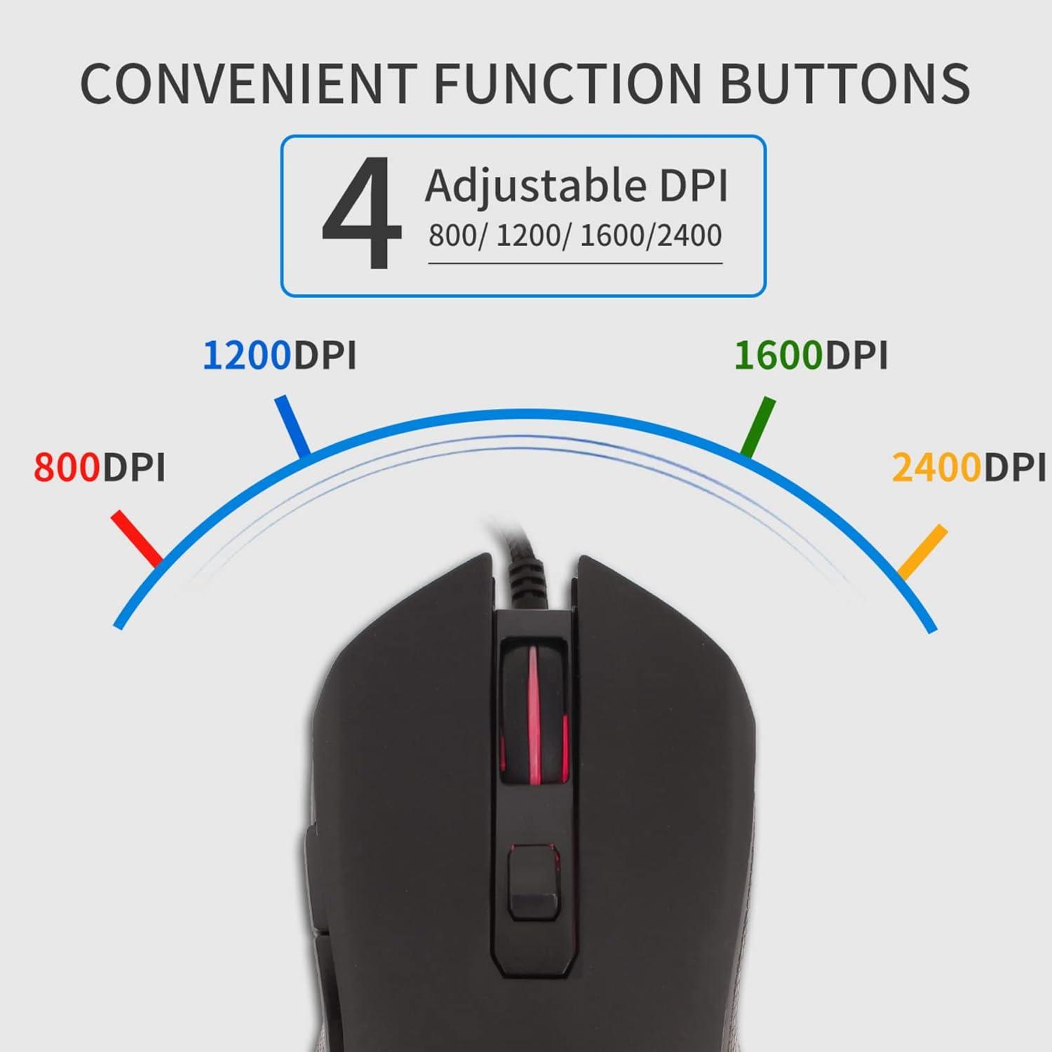 Ratón Óptico USB Tipo C IULONEE Ergonómico 2400 DPI LED Negro