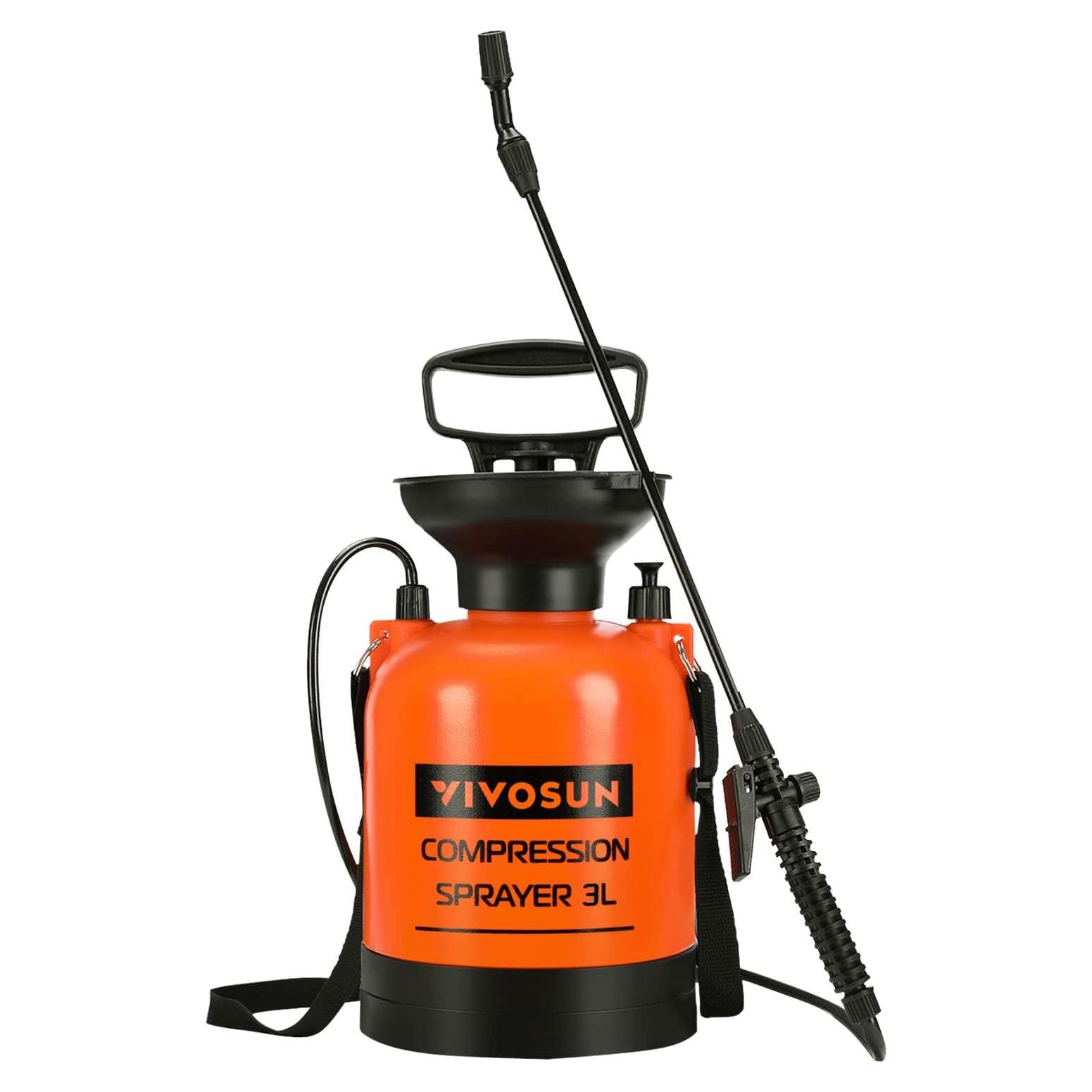 Pulverizador de Presión VIVOSUN 3L Naranja con Correa Ajustable