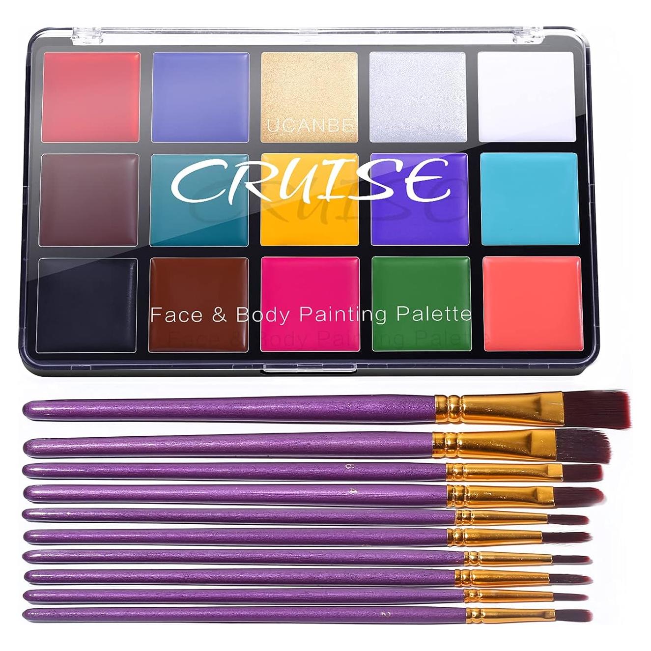 Set de Pintura Facial UCANBE 15 Colores y 10 Pinceles