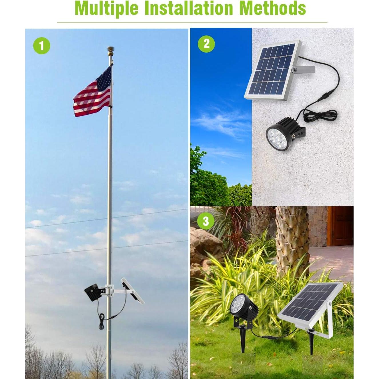 Luz Solar para Poste de Bandera APONUO 500 Lúmenes IP65